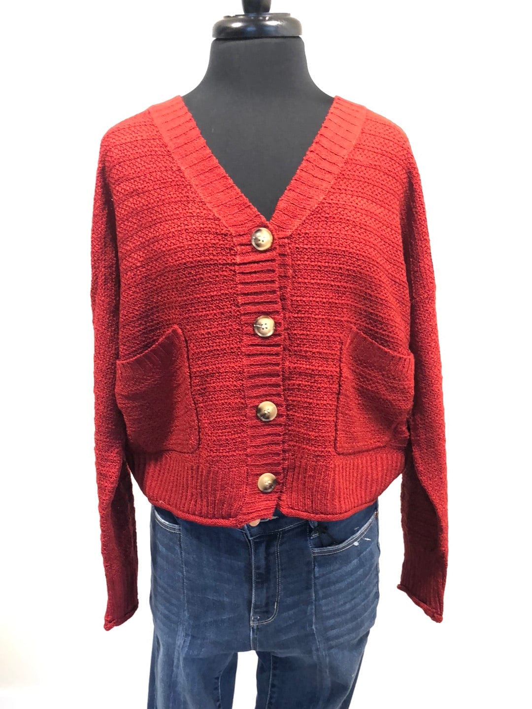 Burgundy Texture Button Cardigan