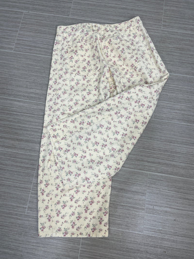 Cream Floral Wide Barrel Jeans