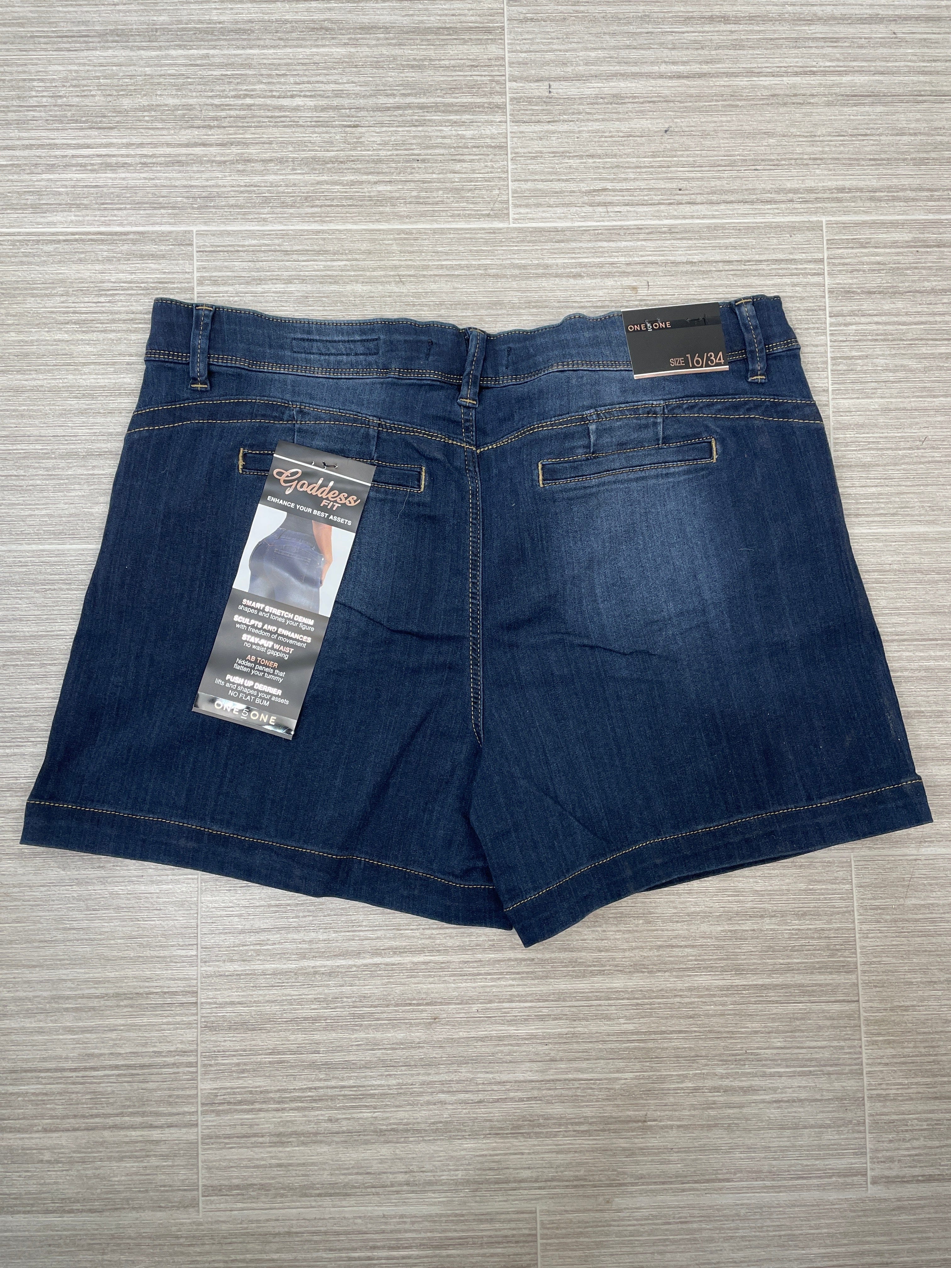 Dark Stonewash Goddess Midi Length Short Back
