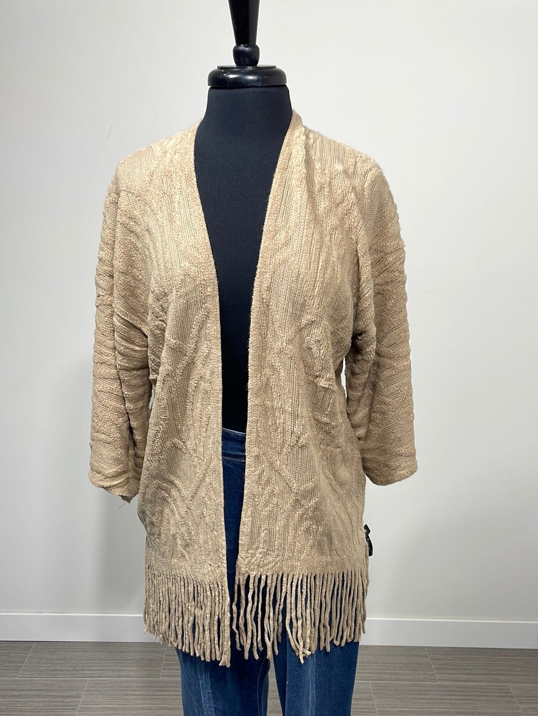 Taupe Crochet Cardigan