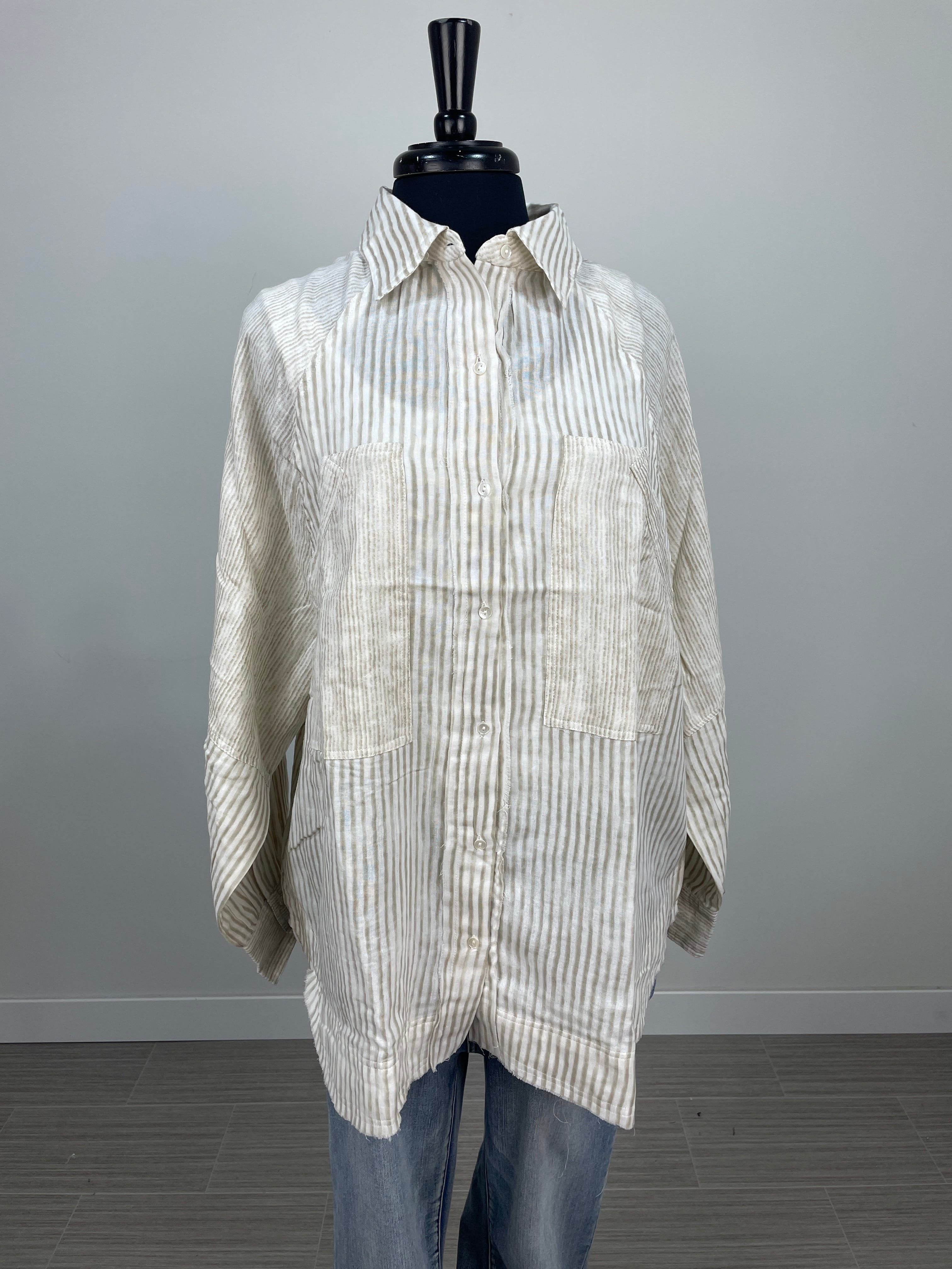 Mocha Stripe Raglan Sleeve Top