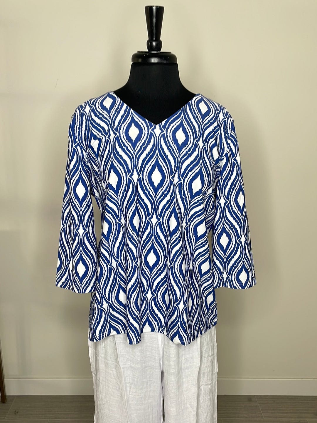 Blue & White Patterned UPF 50+ Top