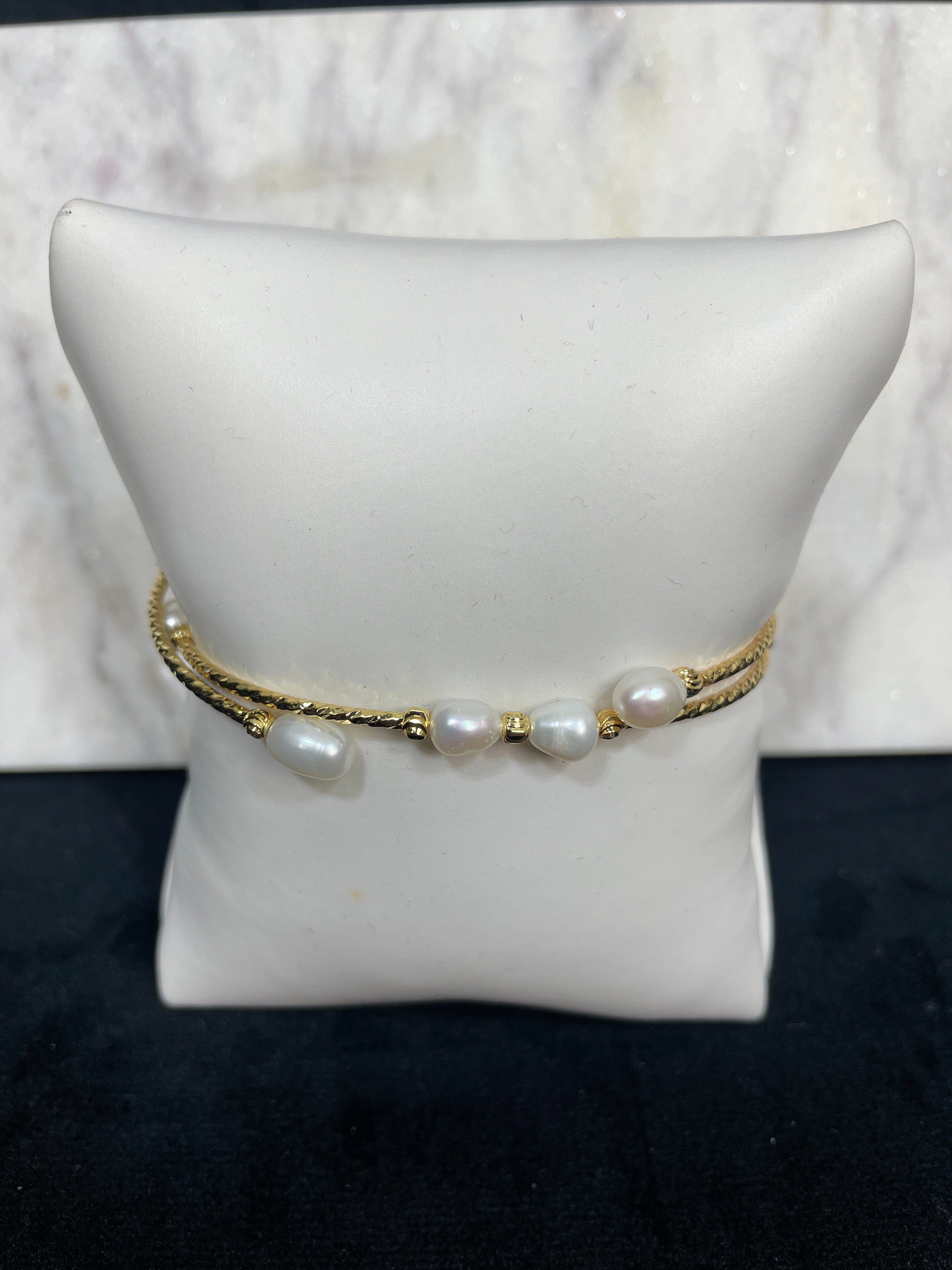 Gold Pearl Wrap Bracelet