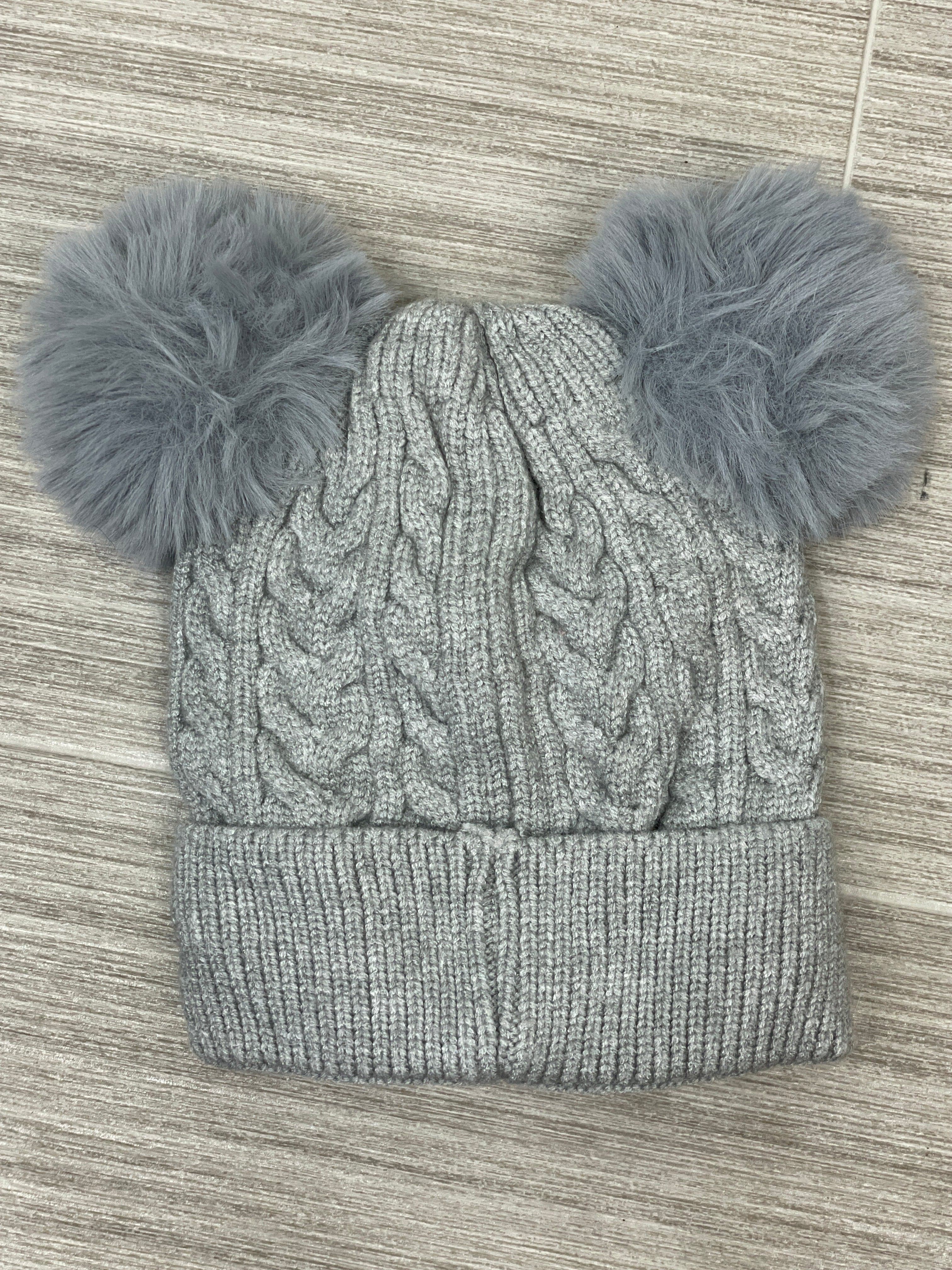 Grey Toddler Cable Knit Lined Hat