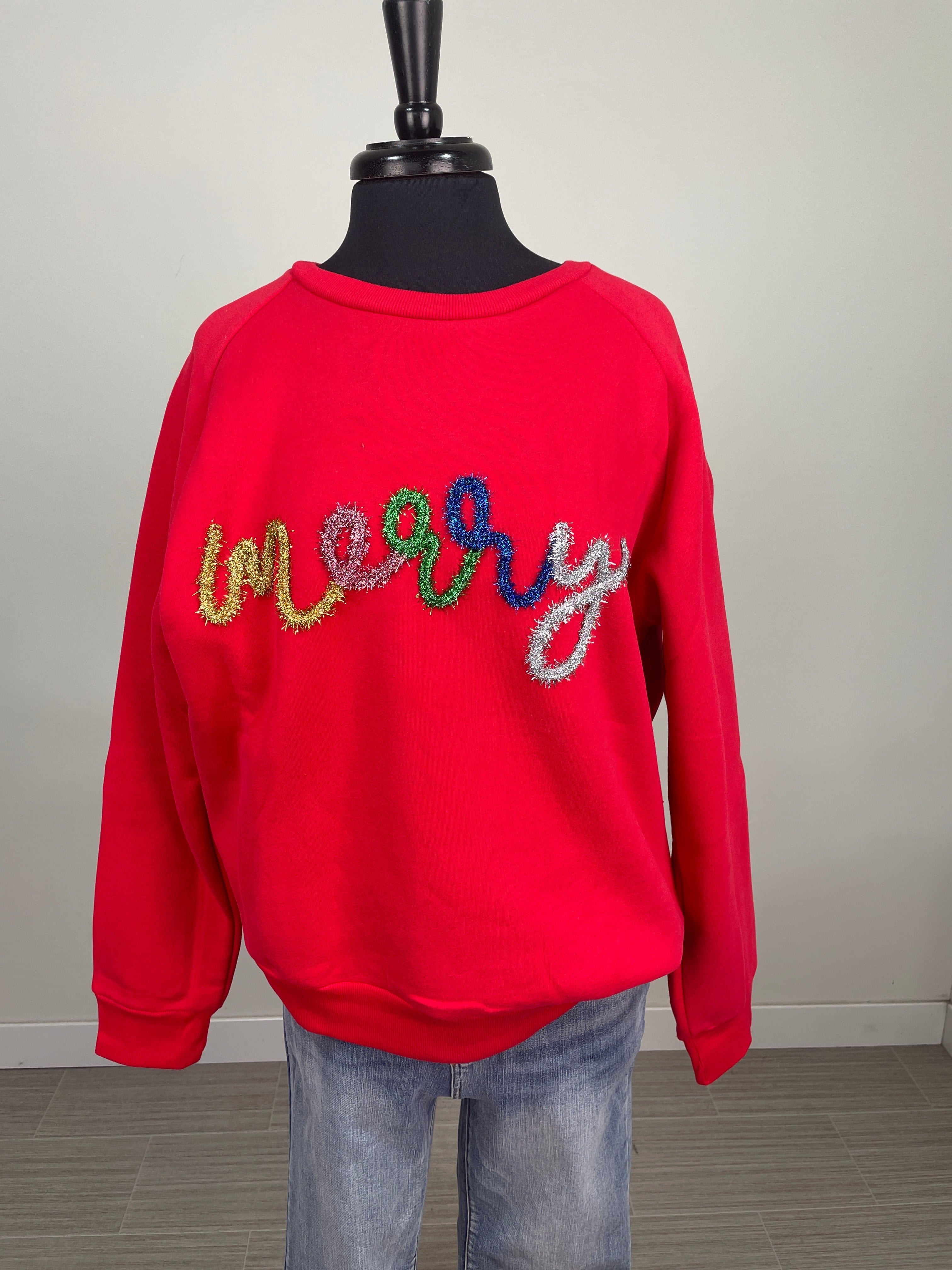 Merry Tinsel Red Sweatshirt