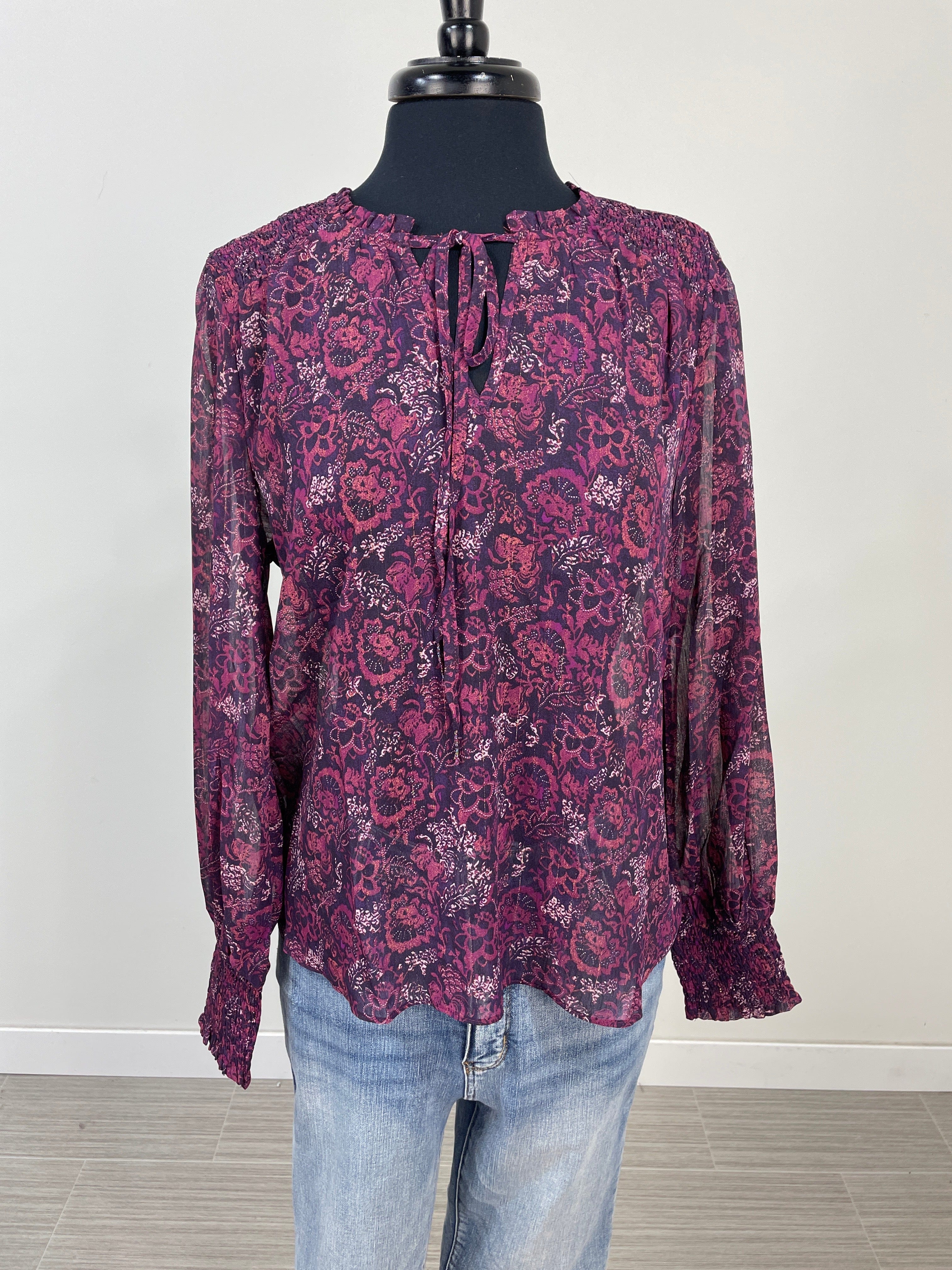Plum Floral Chiffon Blouse