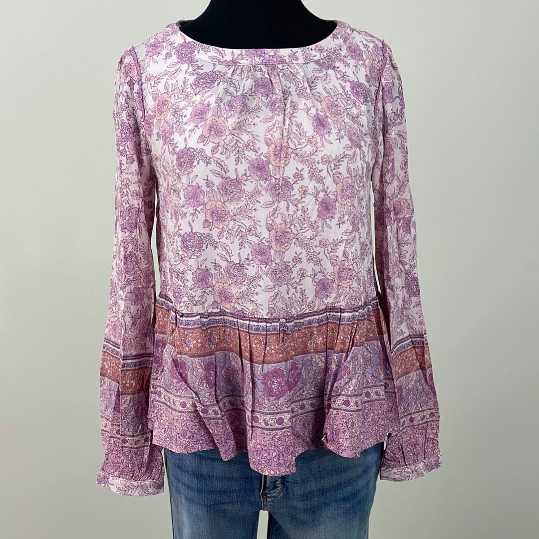 Lavender Print Peplum Top