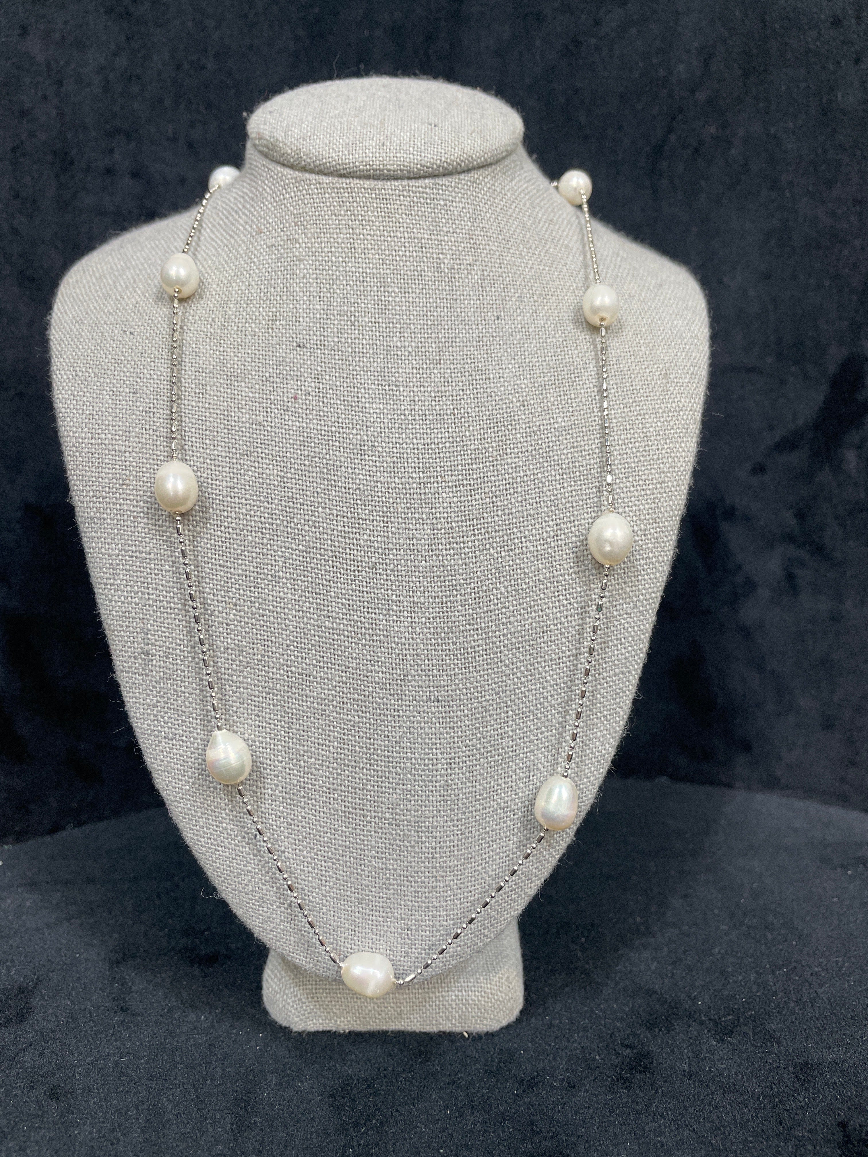 16" Silver Pearl Necklace
