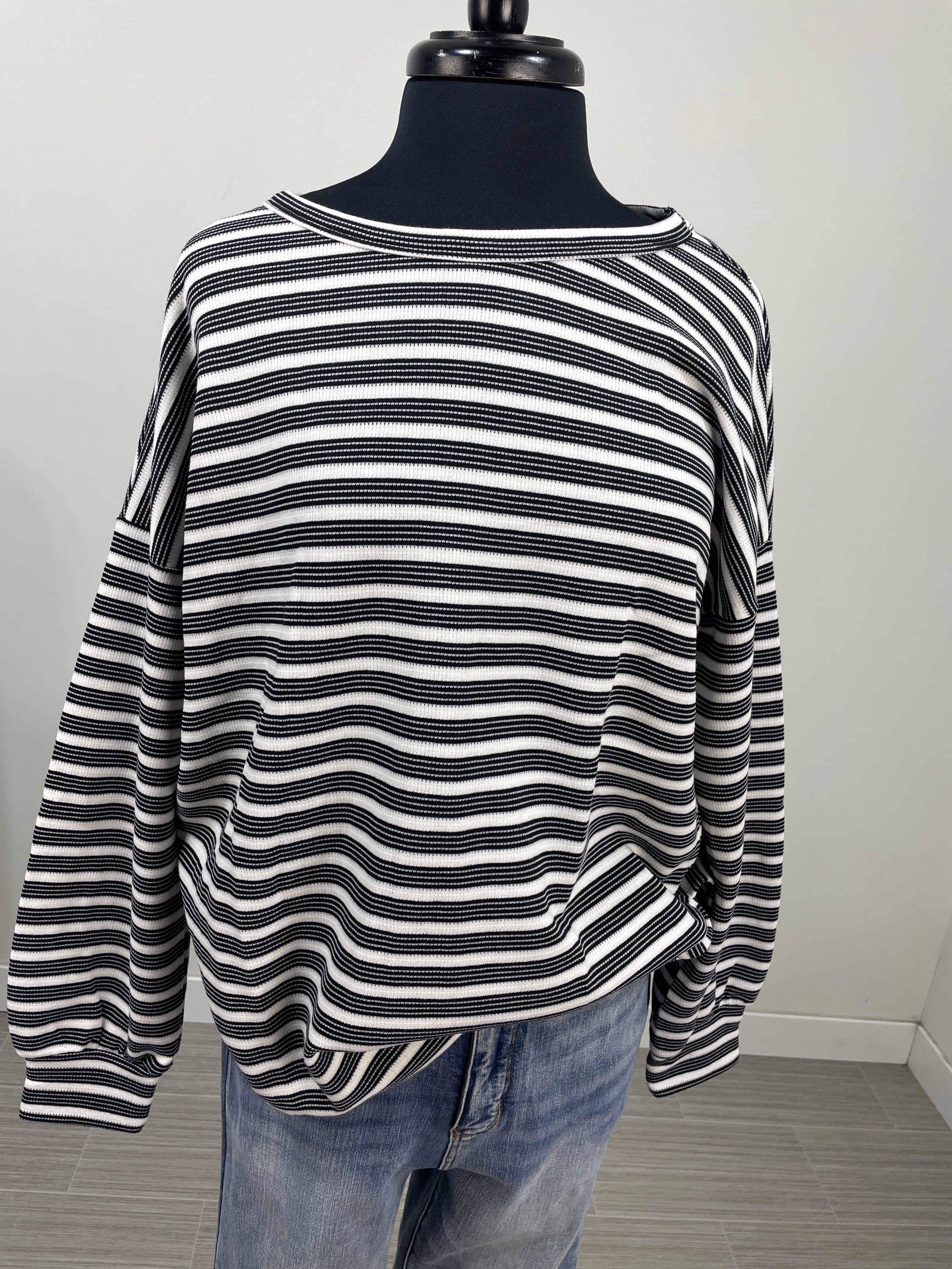 Black & White Stripe Thermal Top