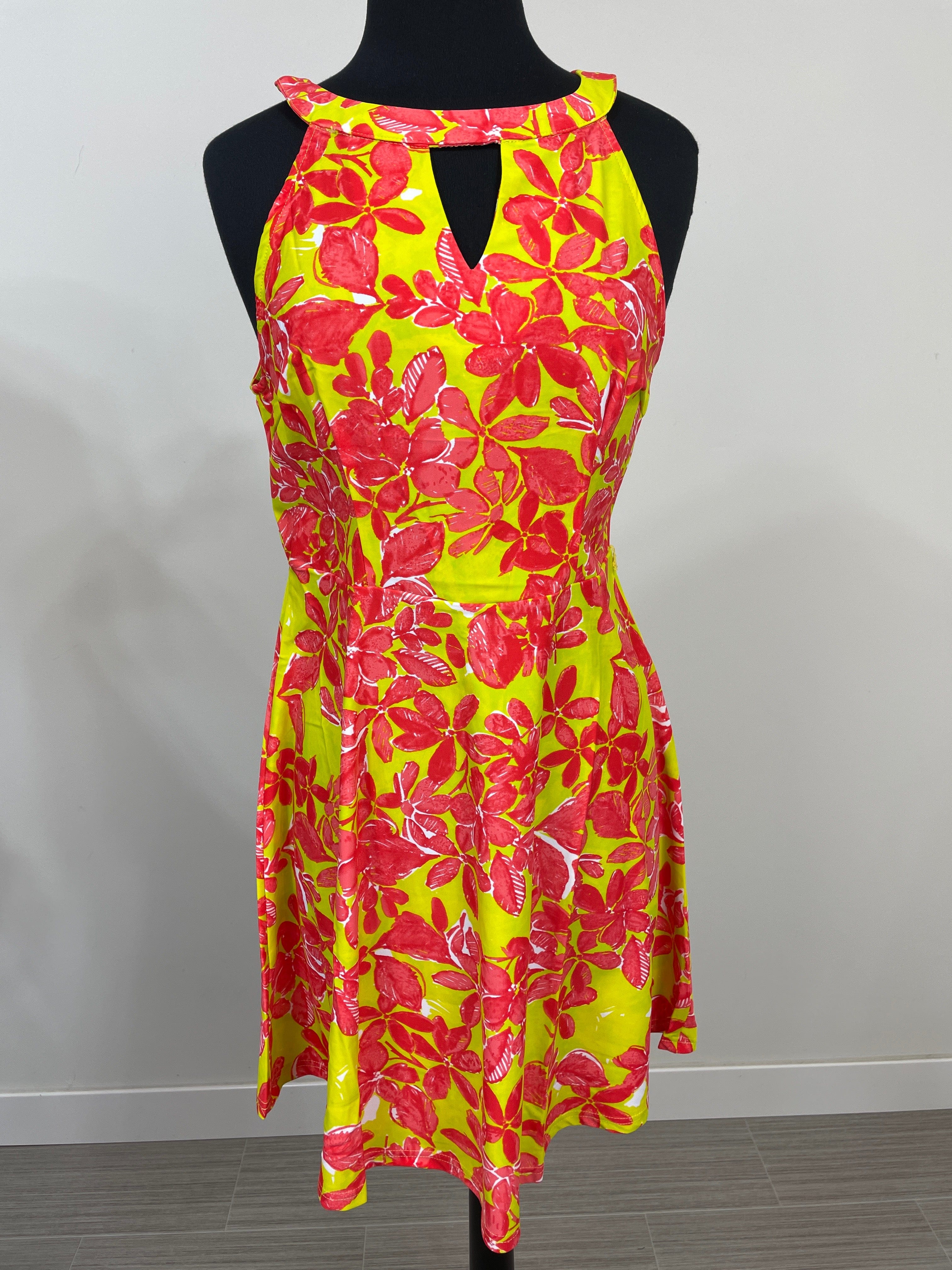Lime Floral Print Dress