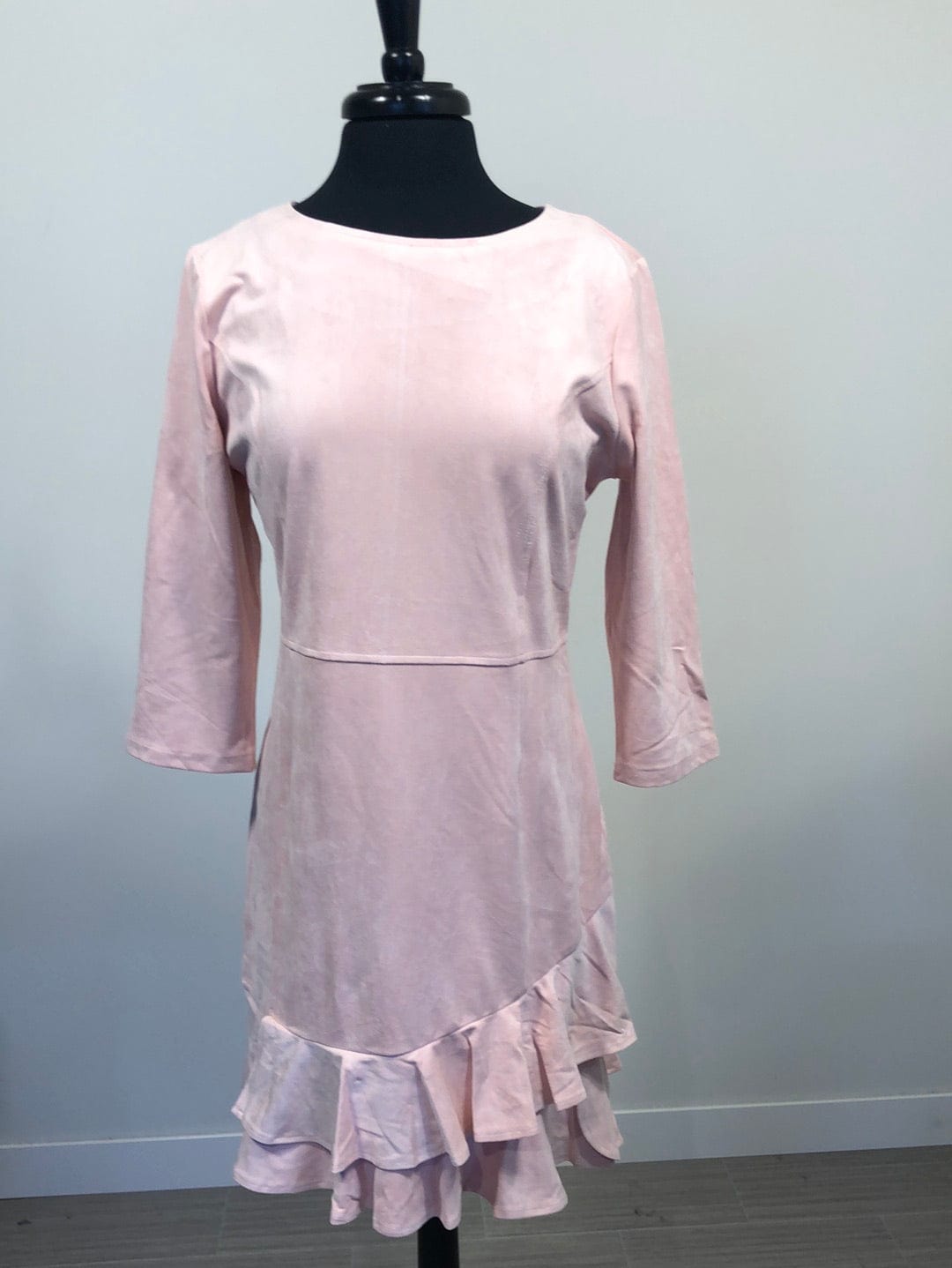 Pink Tiered Suede Dress
