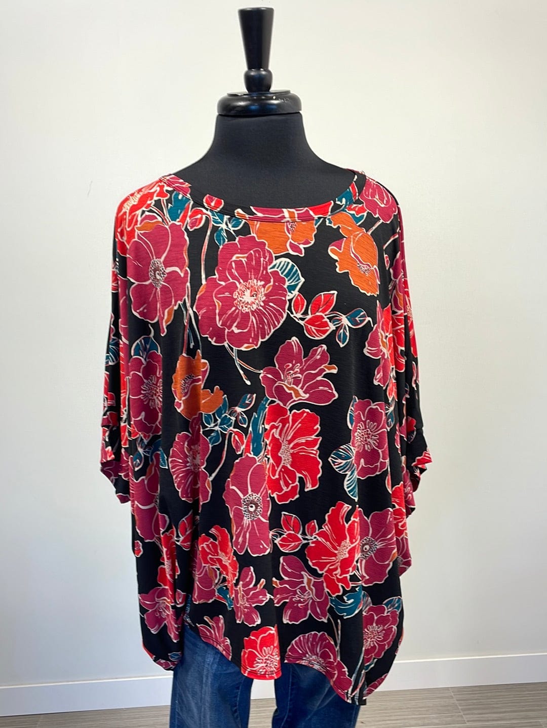 Black & Earthy Floral Top