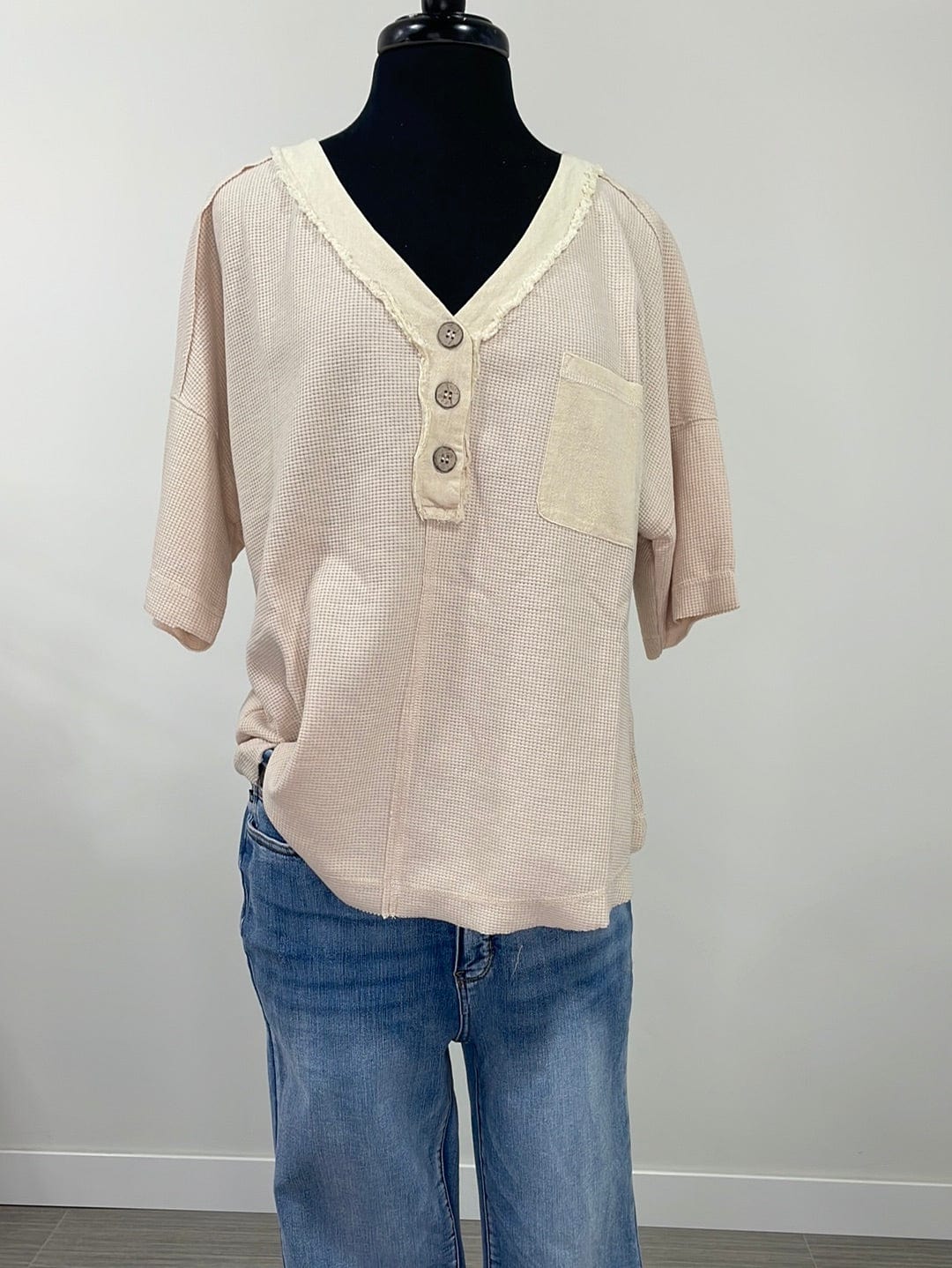 Sand Waffle VNeck Top