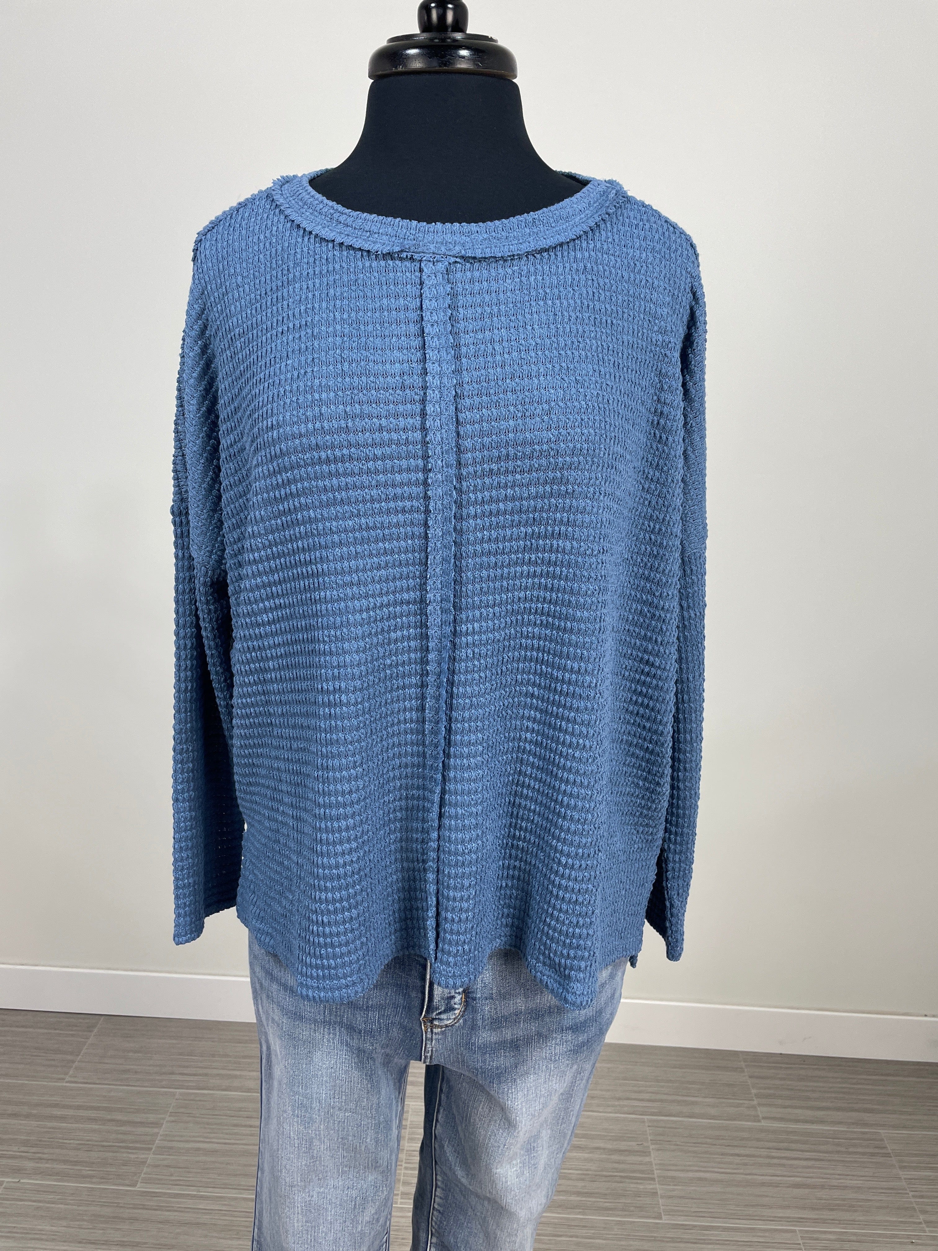 Dusty Blue Waffle Longsleeve Top