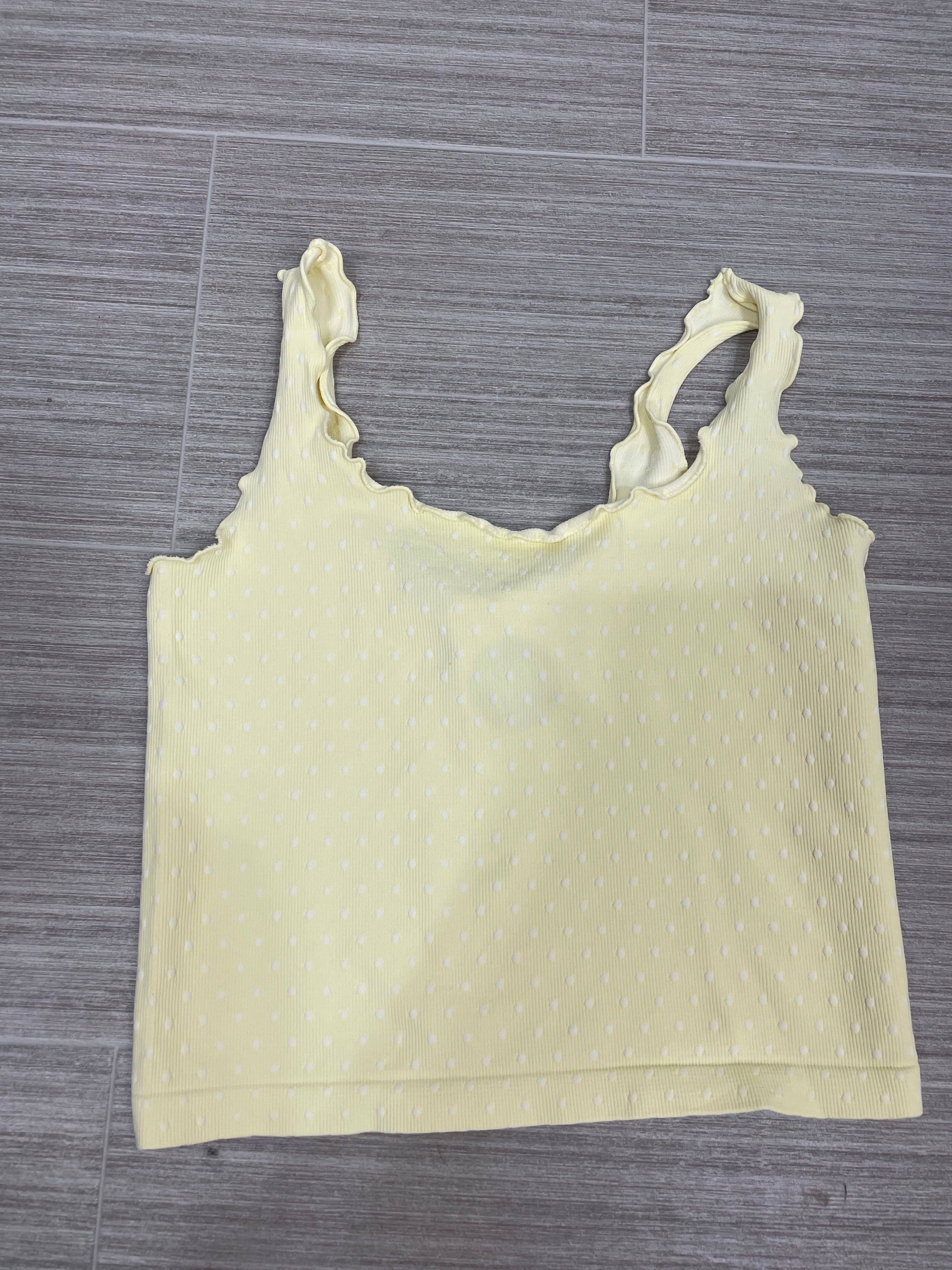 Pale Banana Polka Dot Edge Crop Top