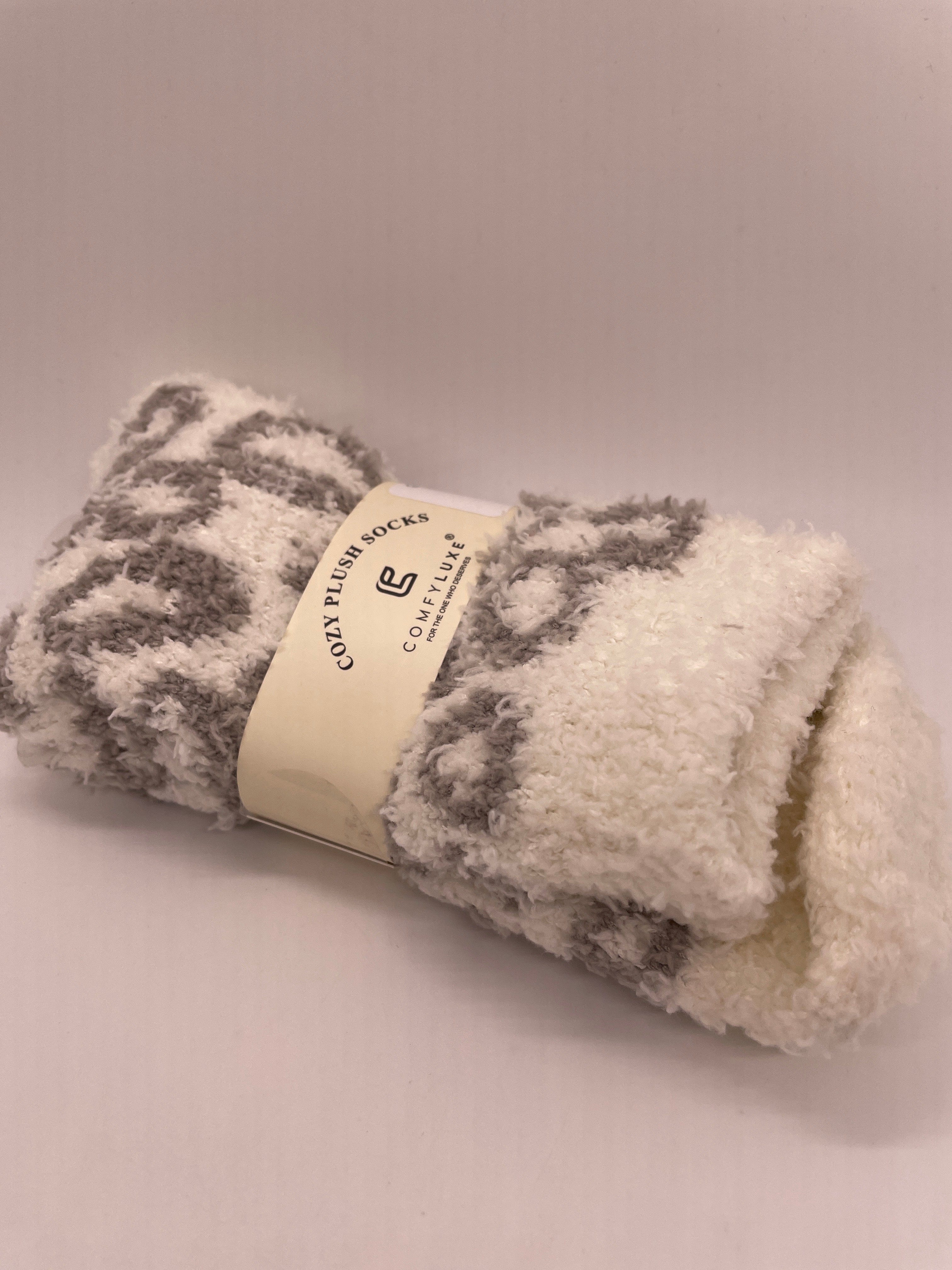 Grey Leopard Mini Crew Socks