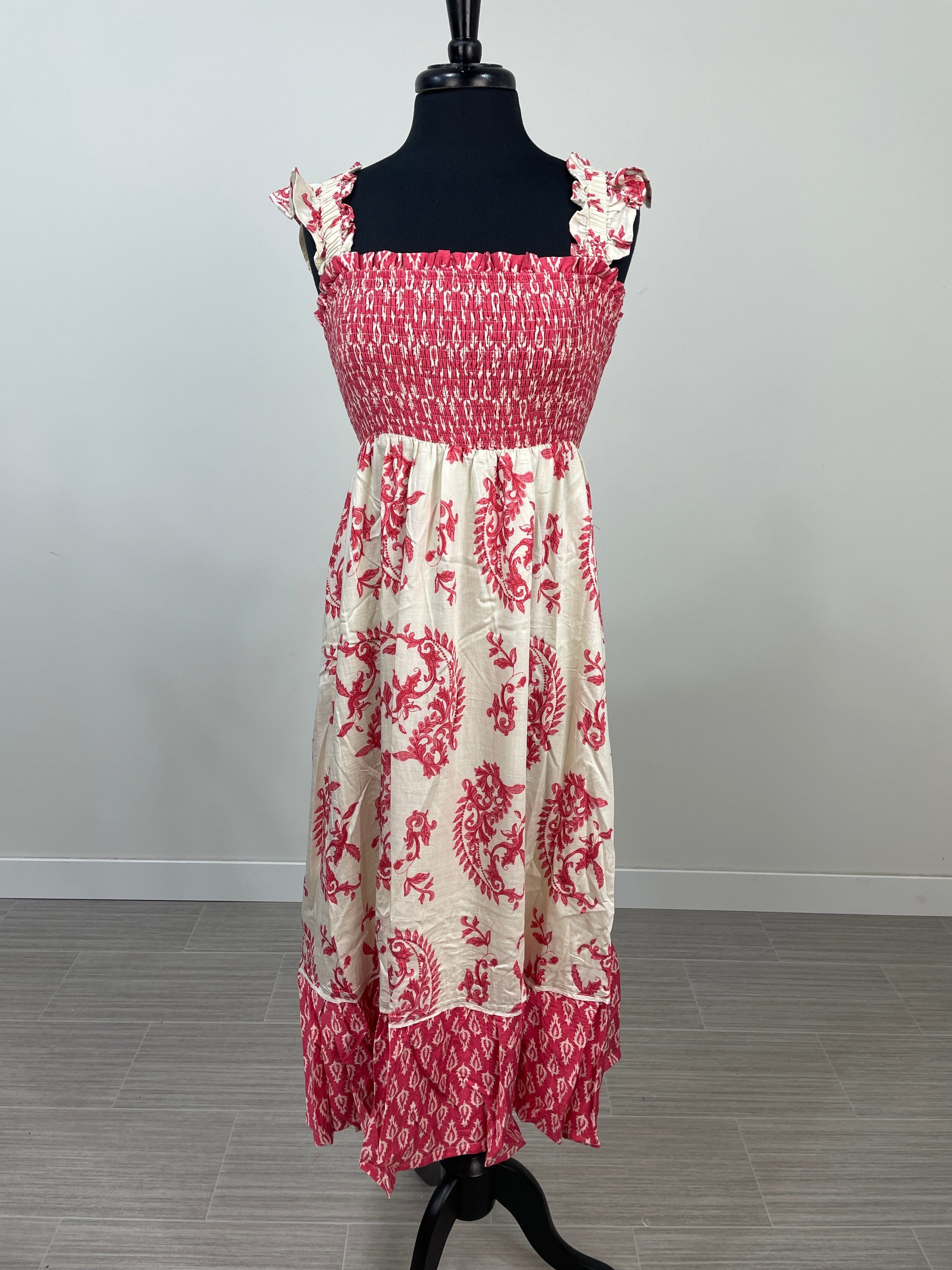 Red Paisley Midi Dress