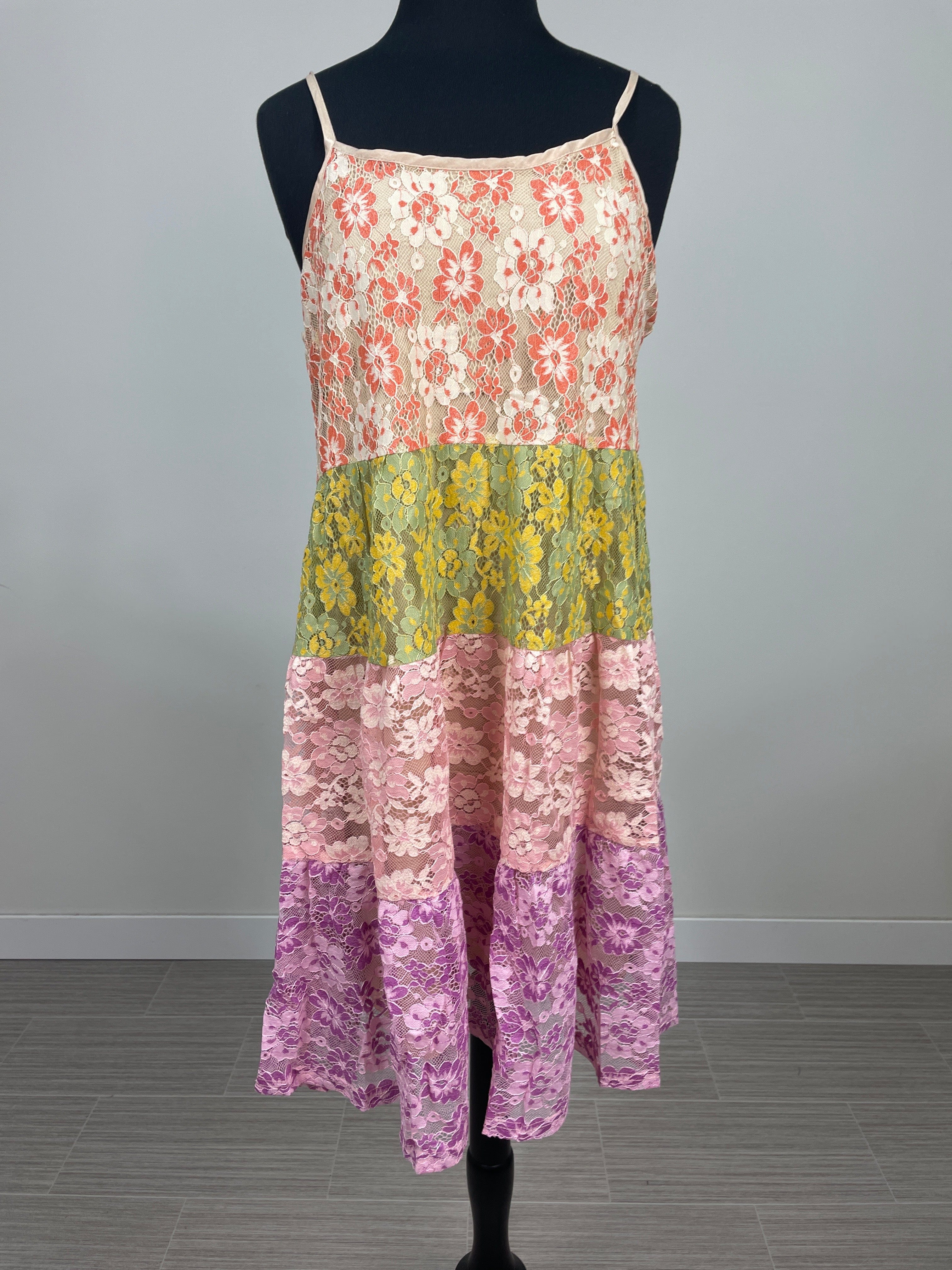 Colorblock Lace Cami Dress