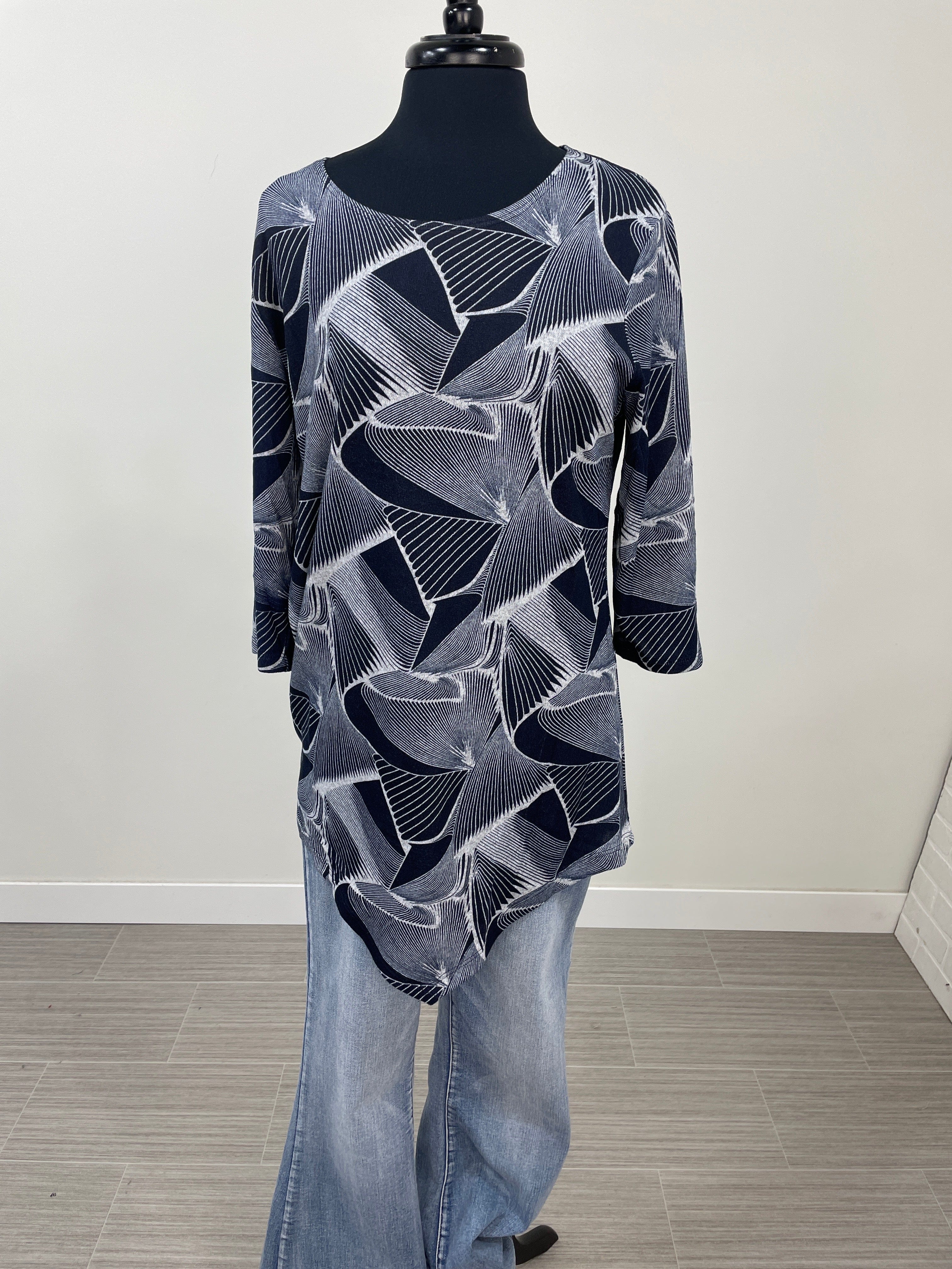 Navy Modern Swirl Top