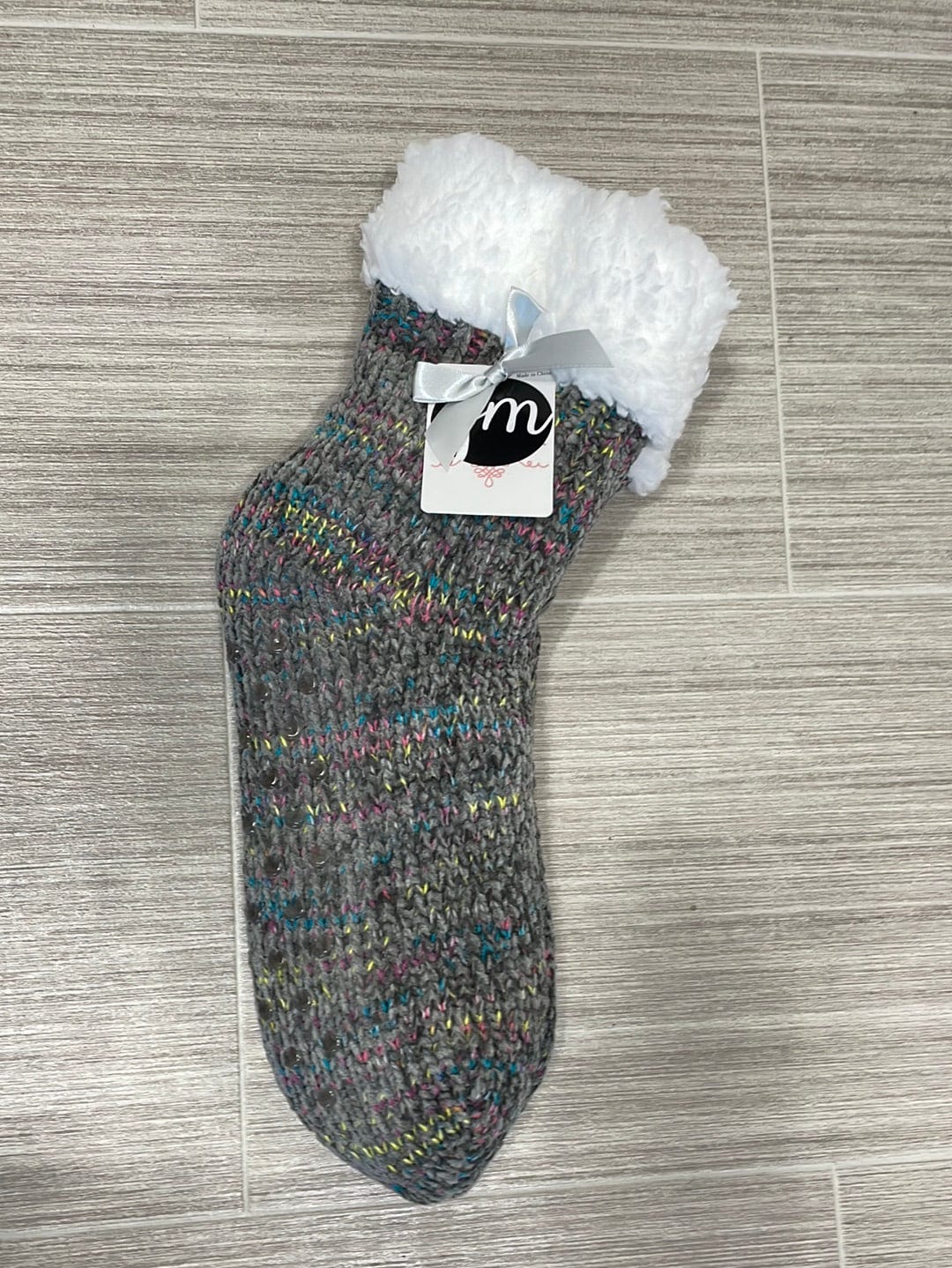 Grey Chenille Sherpa Lined Bootie