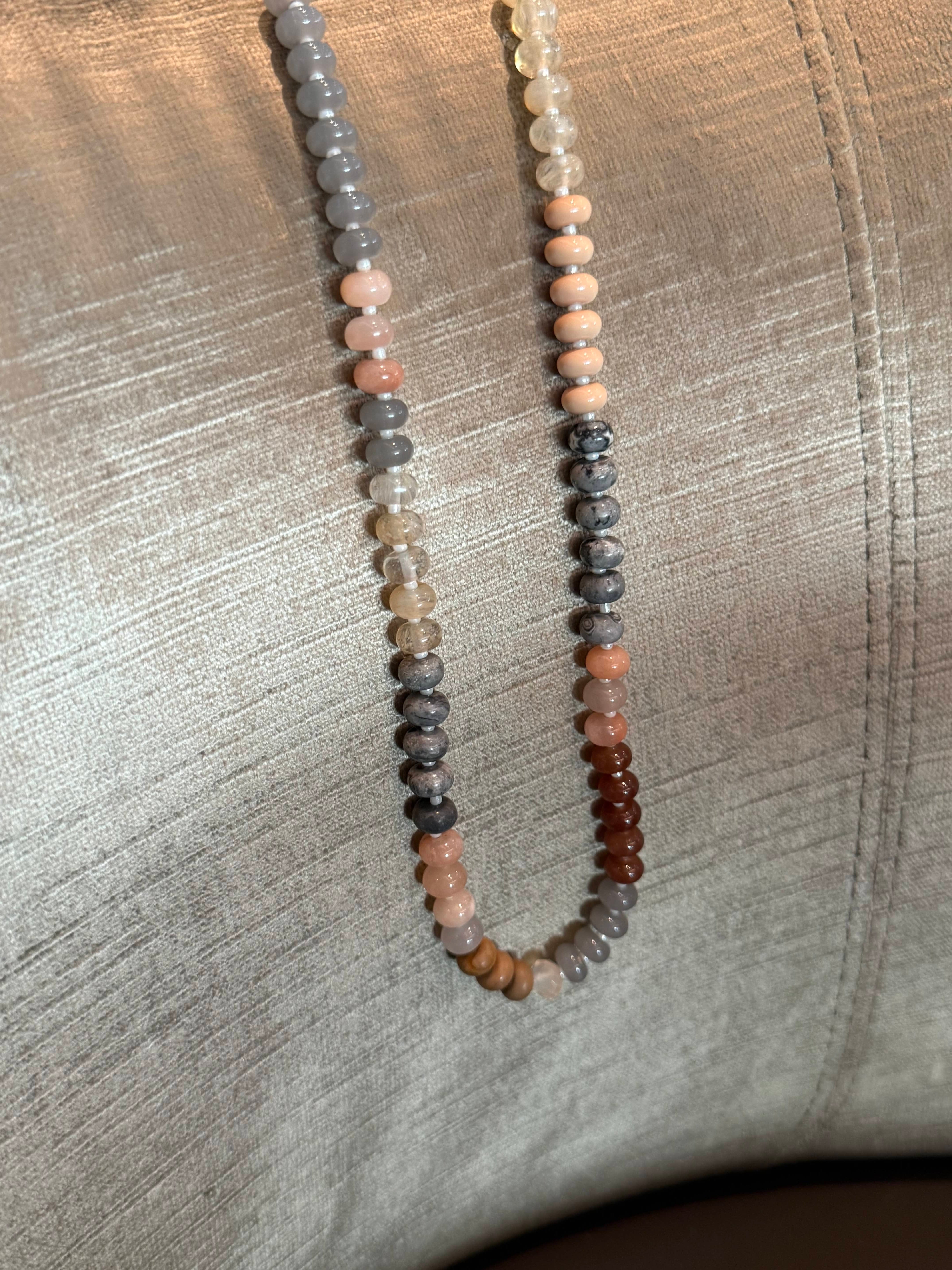 Neutral Small Glass Bead Necklace