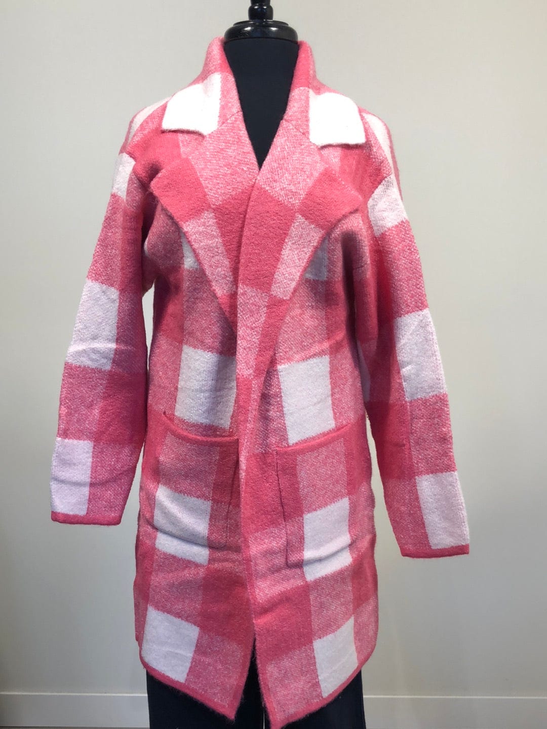 Fuchsia Plaid Cardigan