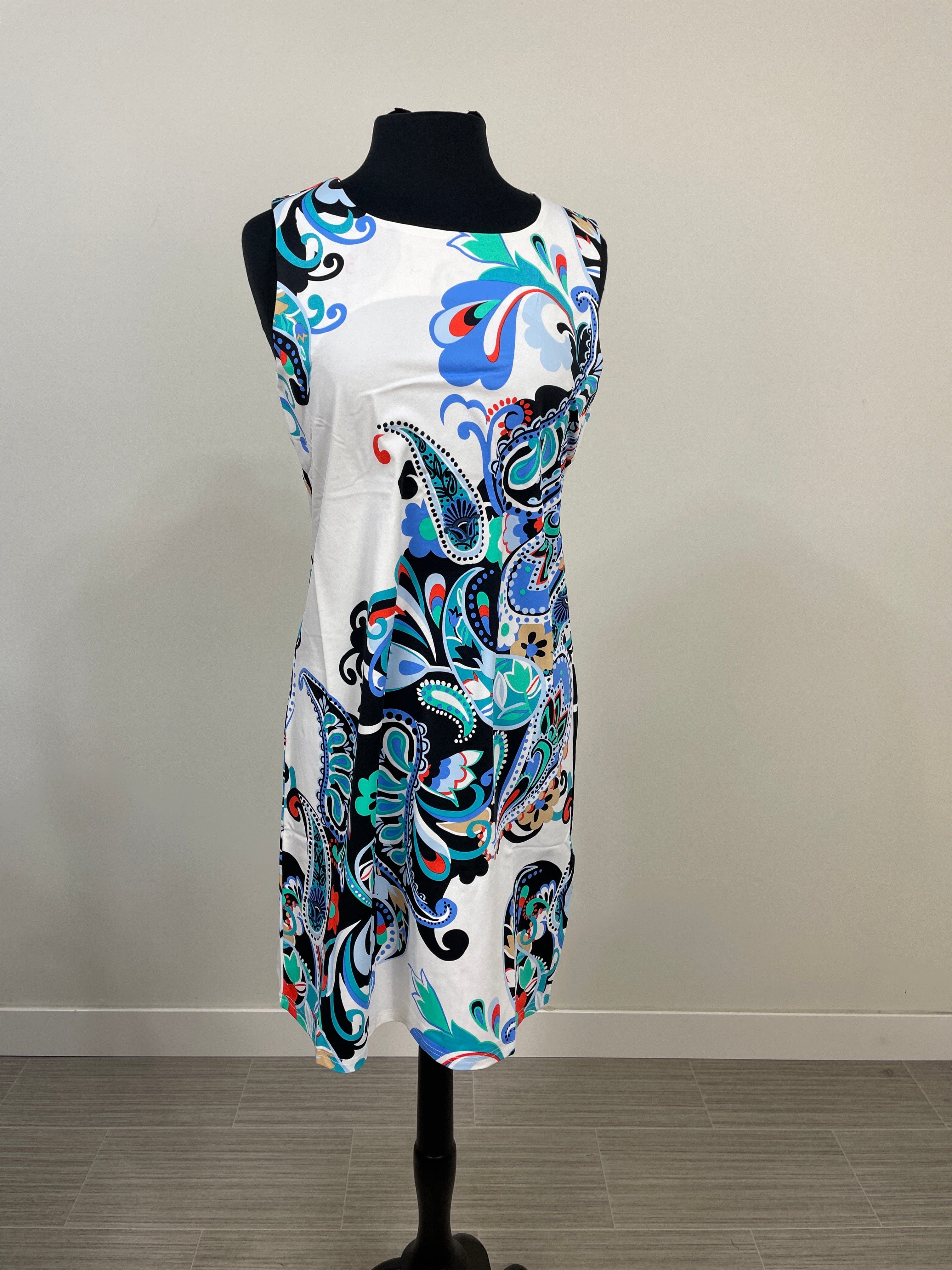 White Multi Paisley Mia Sleeveless Shift Dress