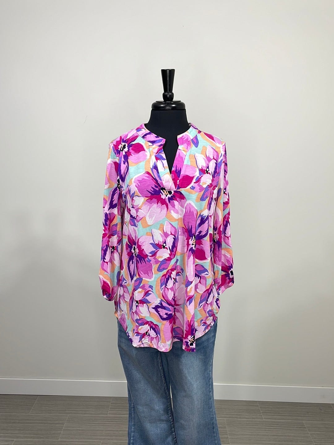 Mint & Magenta Floral Lizzy Top