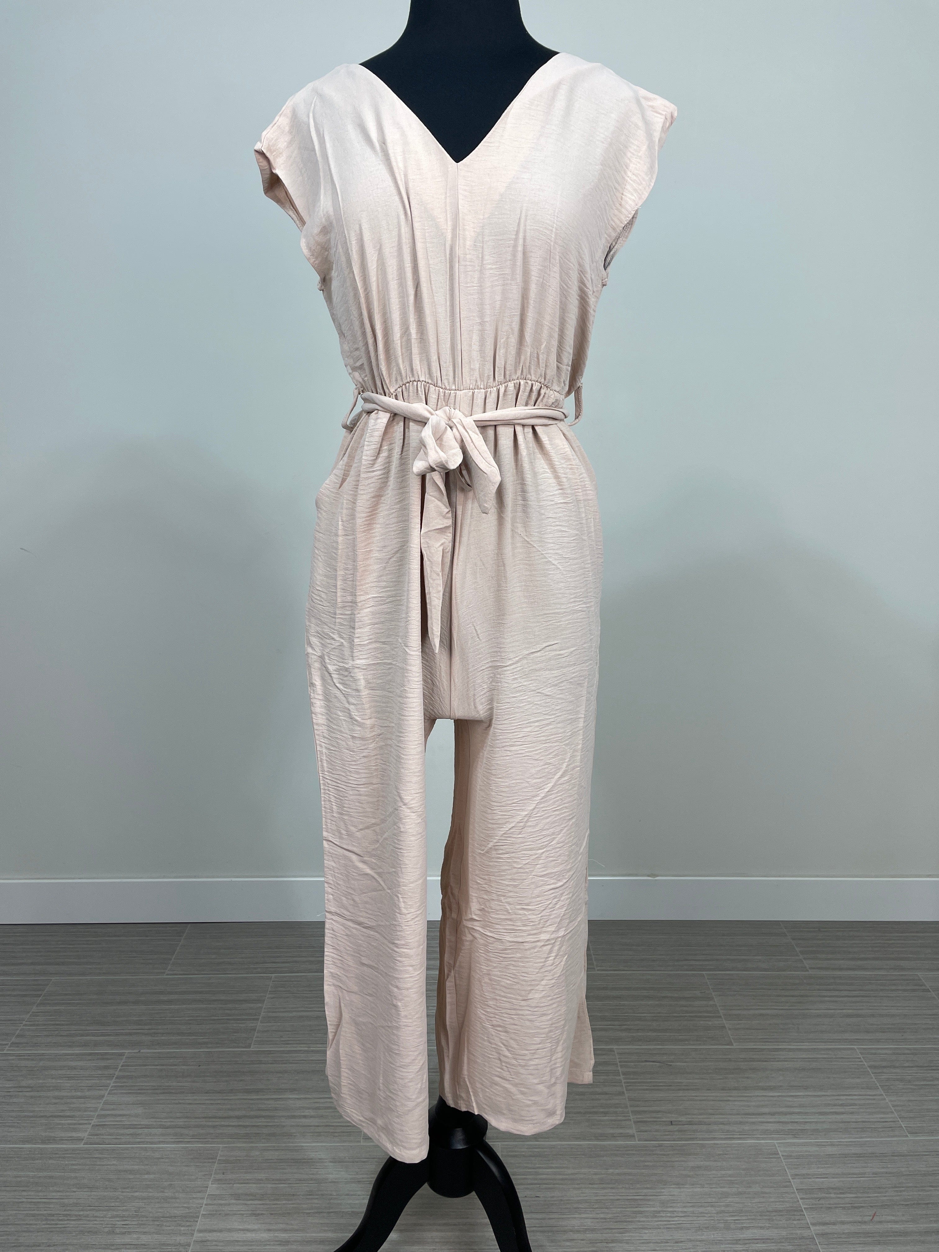 Khaki Cap Sleeve Jumpsuit