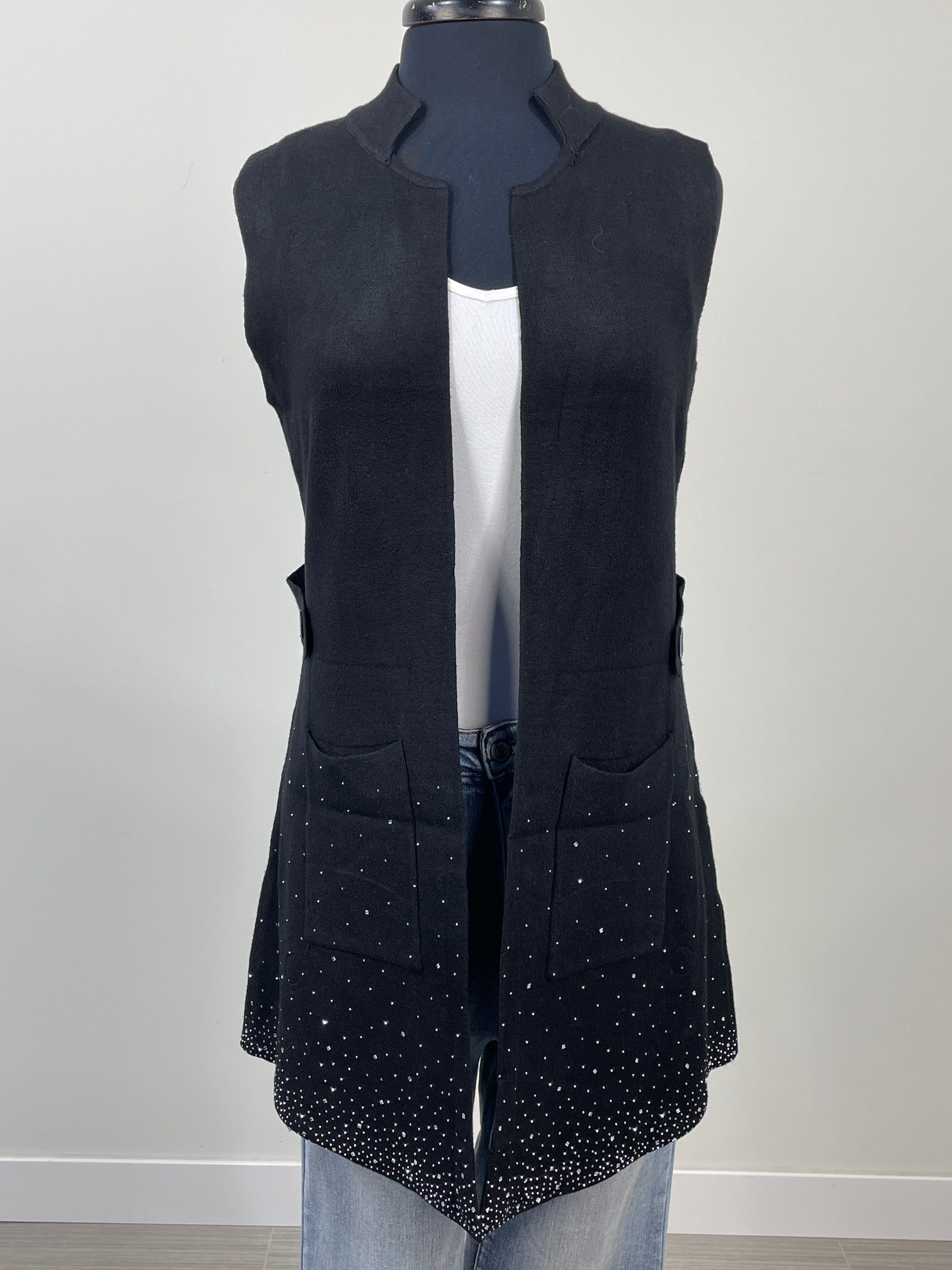 Black Studded Sweater Vest