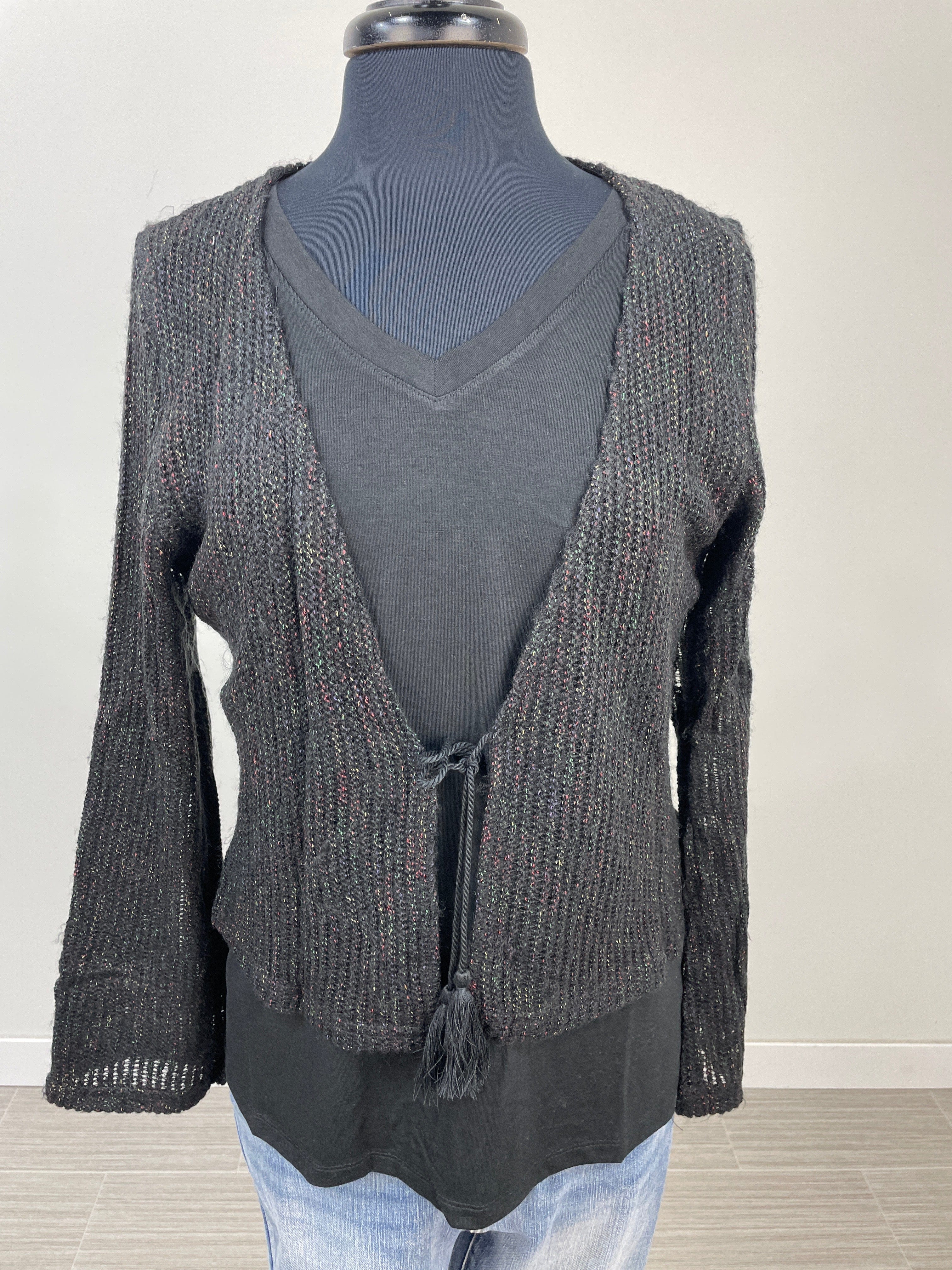 Black Tie Front Sweater