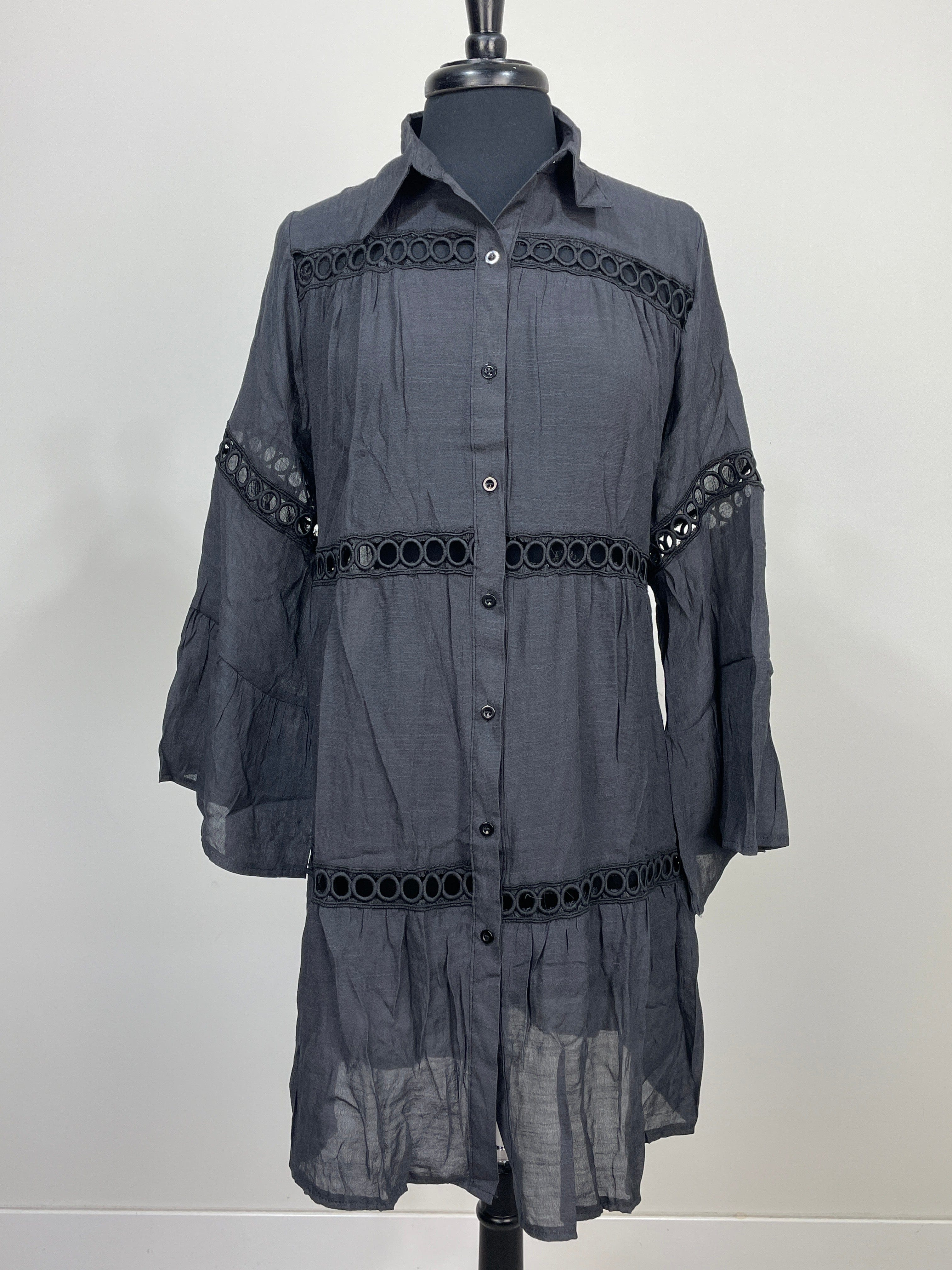 Black Gauze Dolman Flowy Coverup