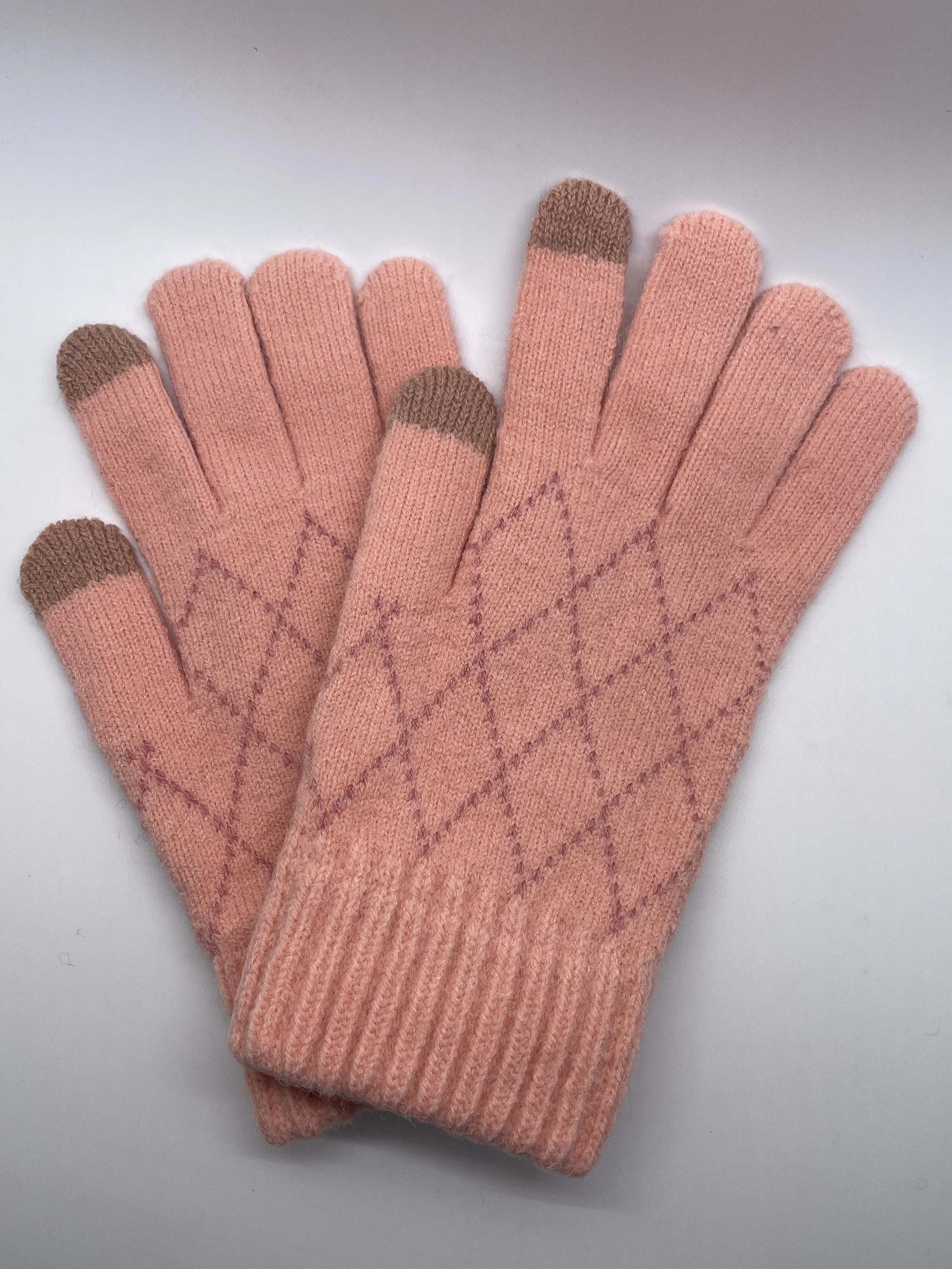 Pink Diamond Knit Gloves