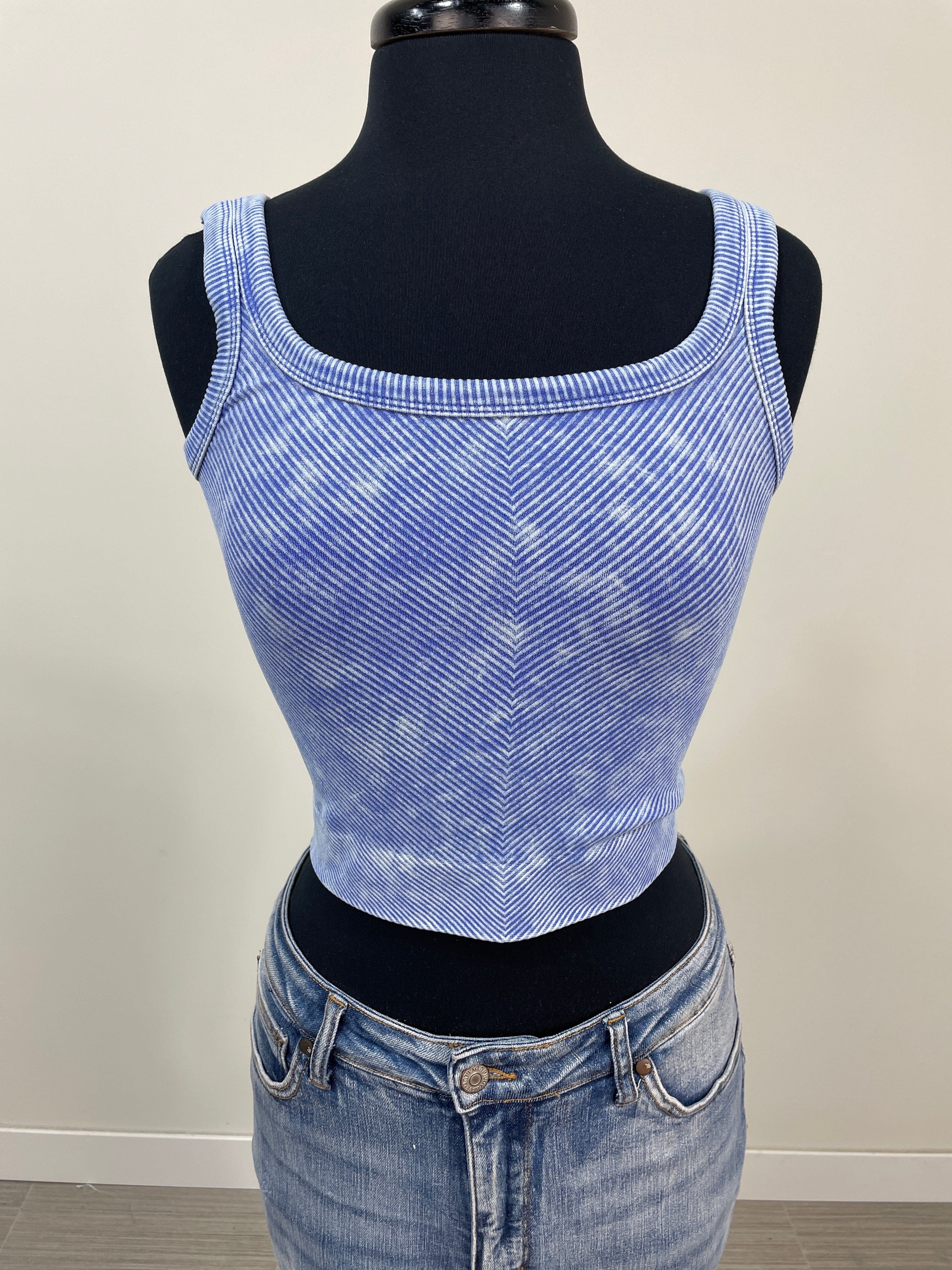 Indigo Ribbed Crop Tank