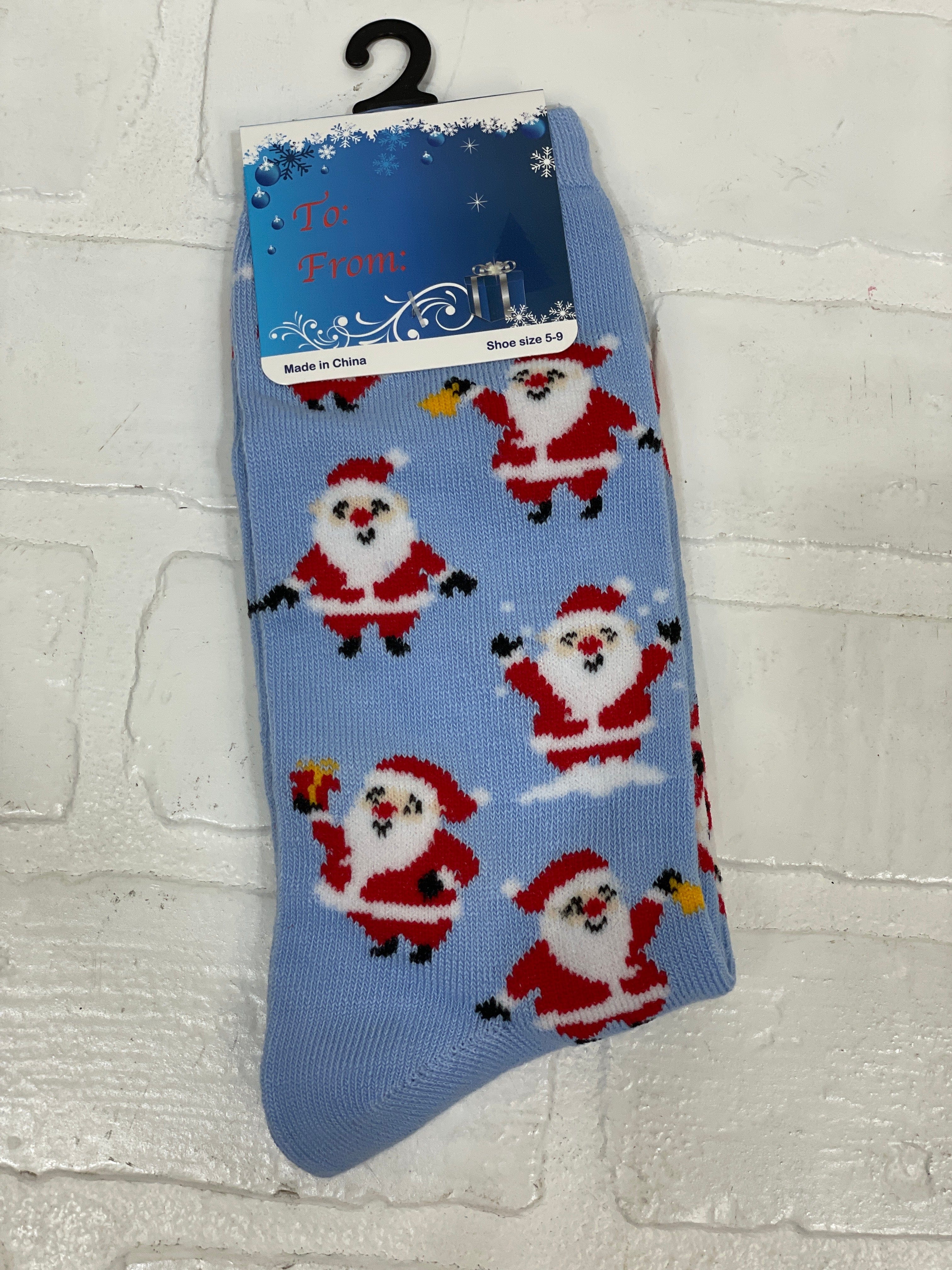 Blue & Santas Socks