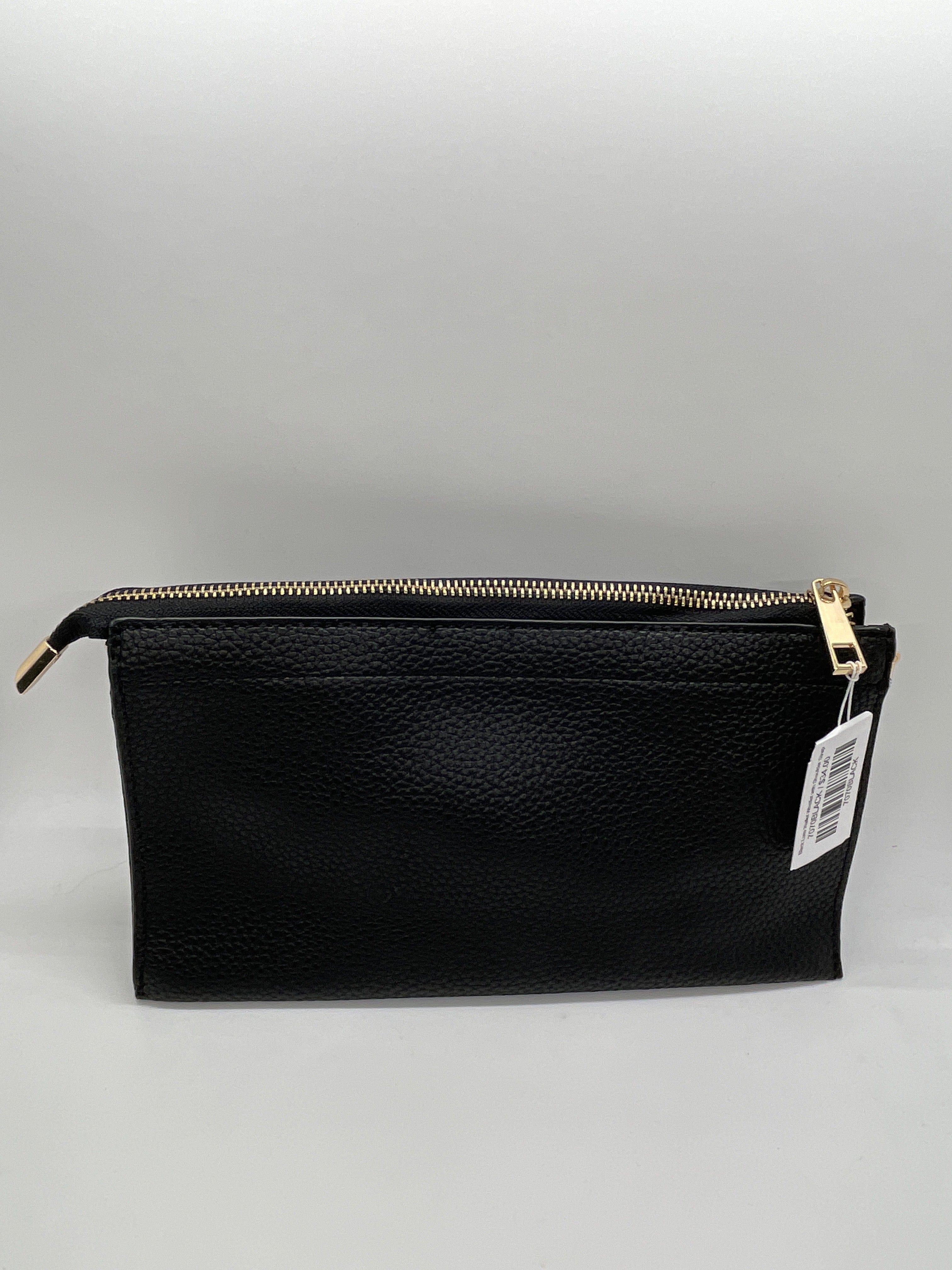 Black Luxe Wallet Wristlet with Shoulder Strap