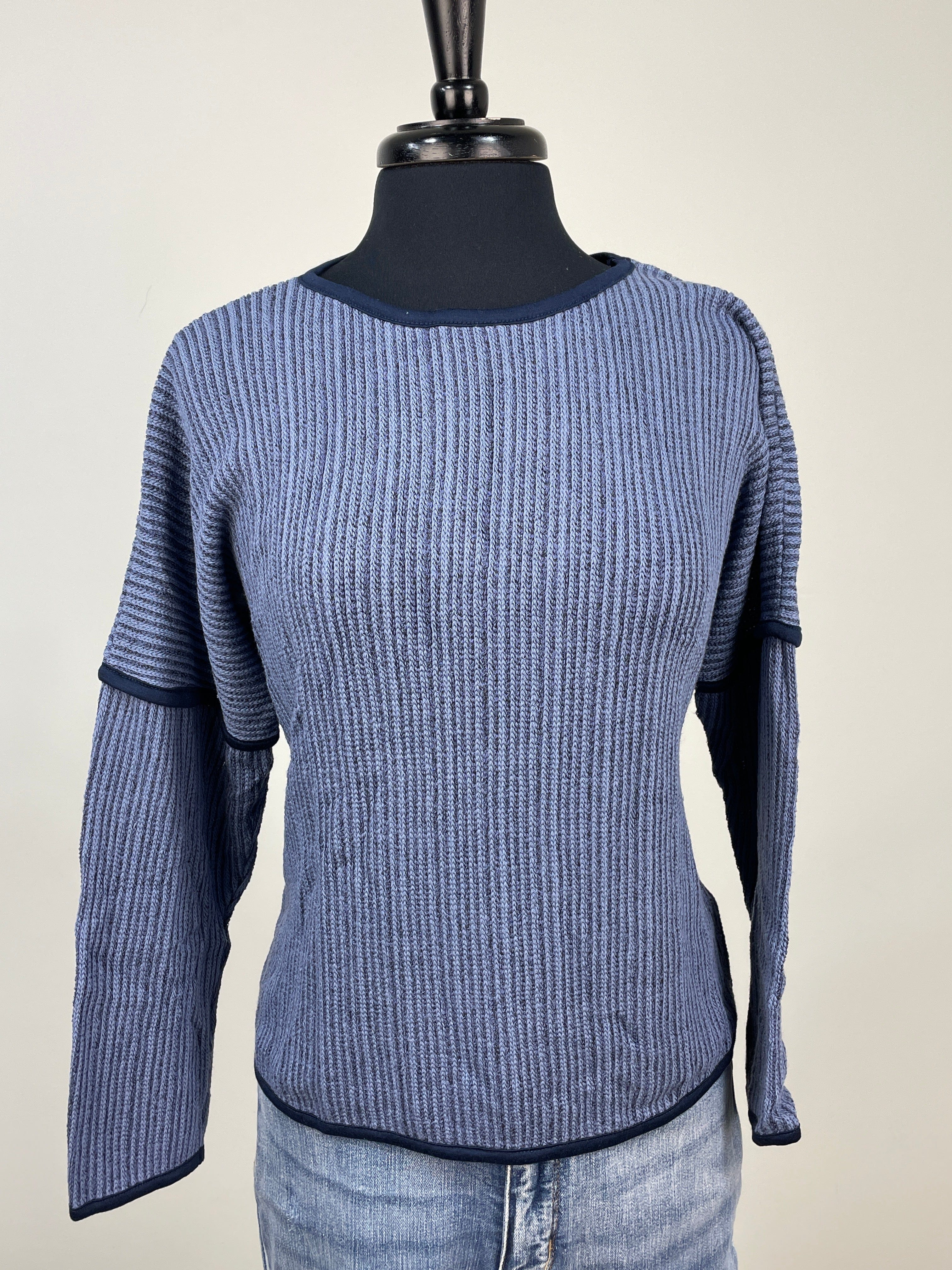 Blue Two-Tone Stripe Sweater