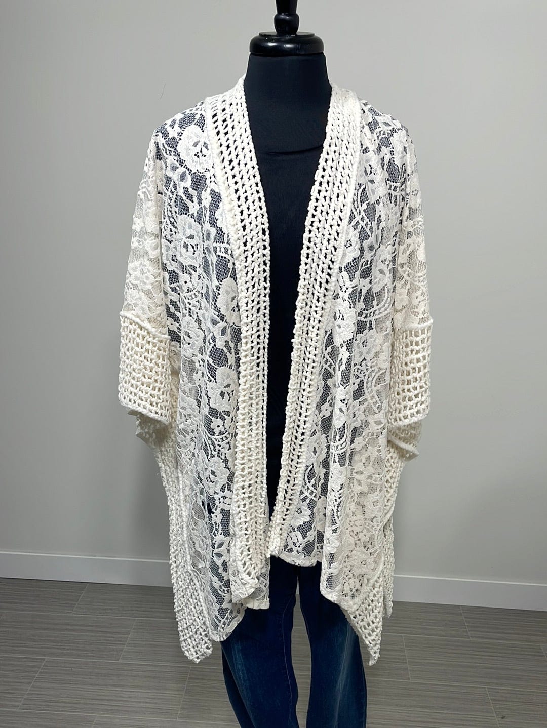 Ivory Lace Crochet Kimono