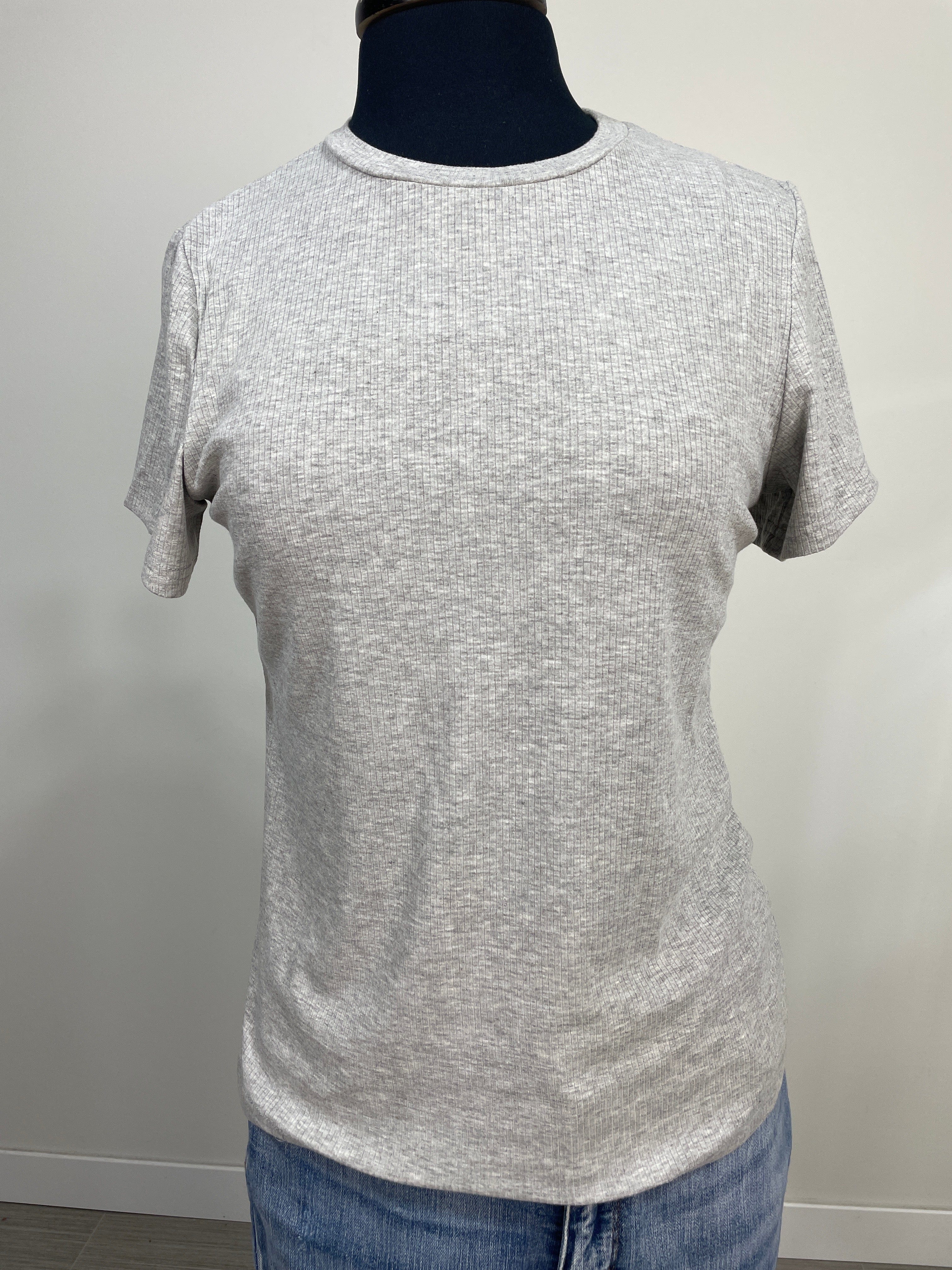 Grey Shortsleeve Ribbed Tee