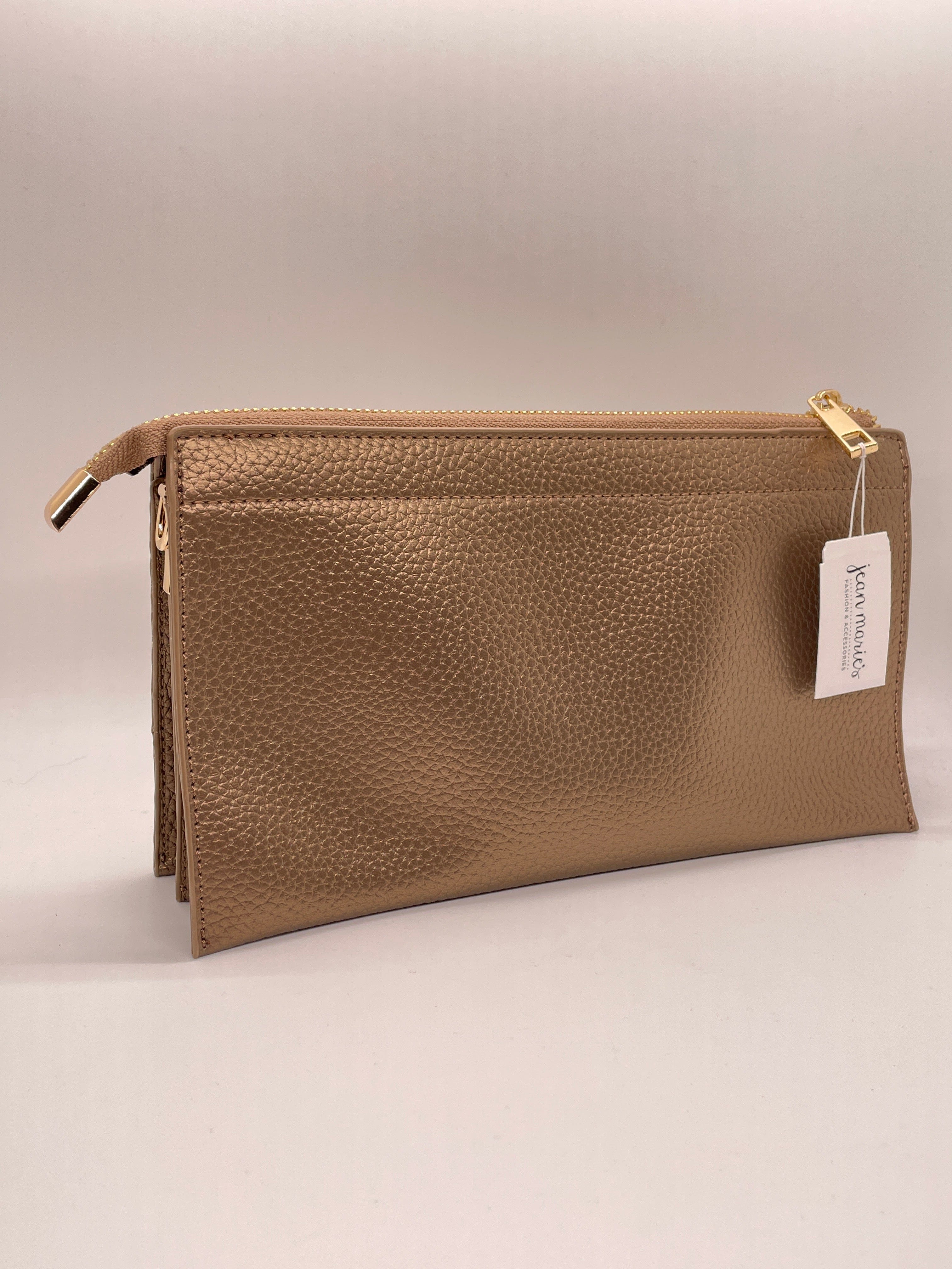 Bronze Luxe Wallet with Shoulder Strap