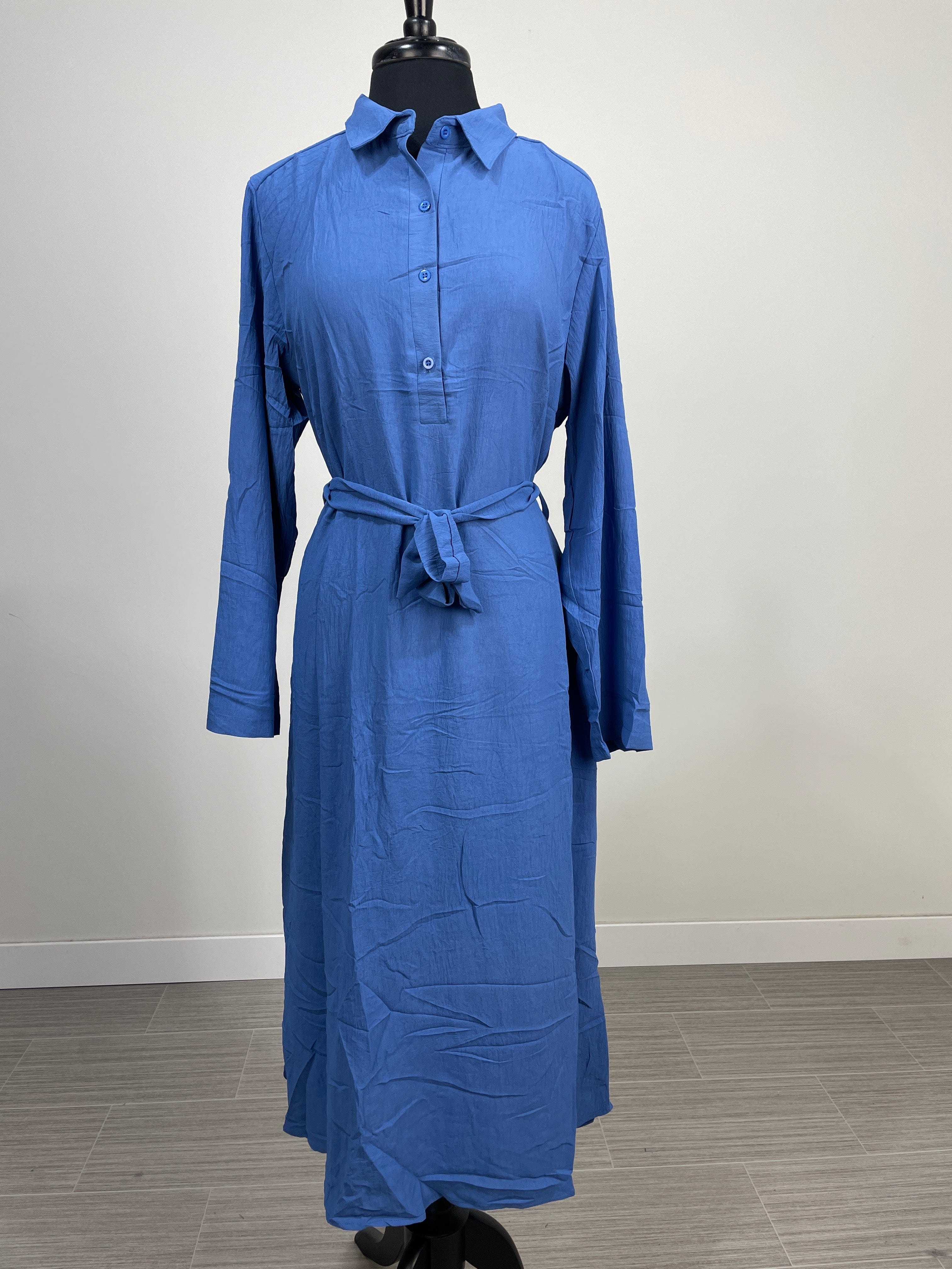 Ocean Blue Belted Maxi Dress