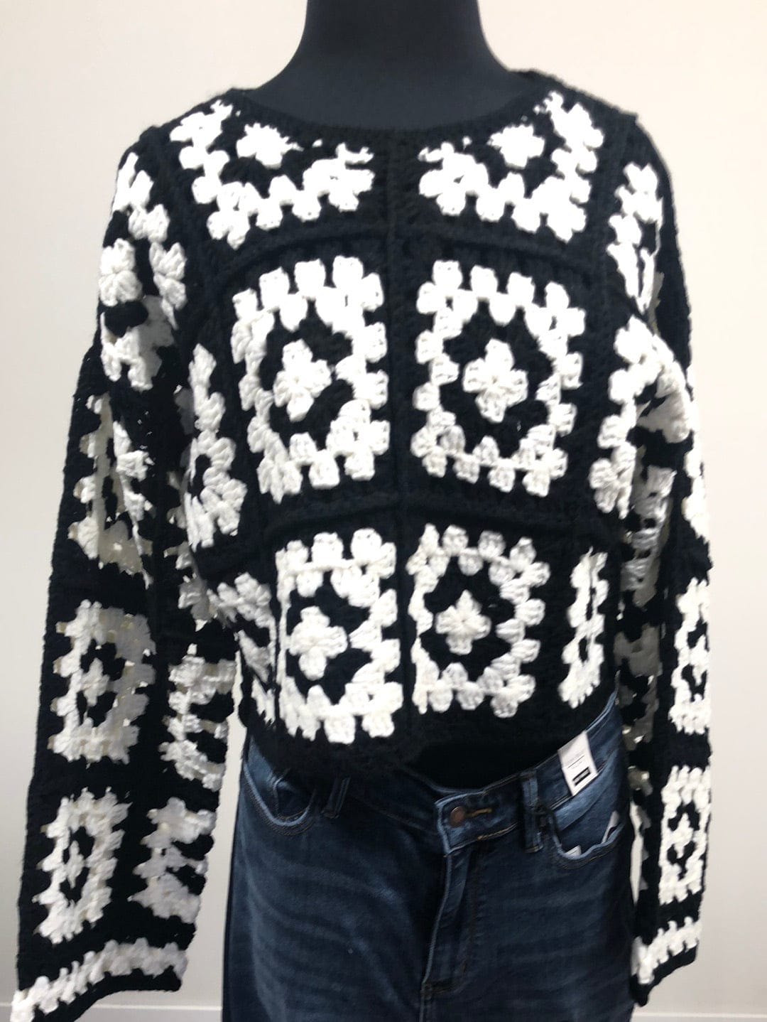 Black & White Crochet Sweater