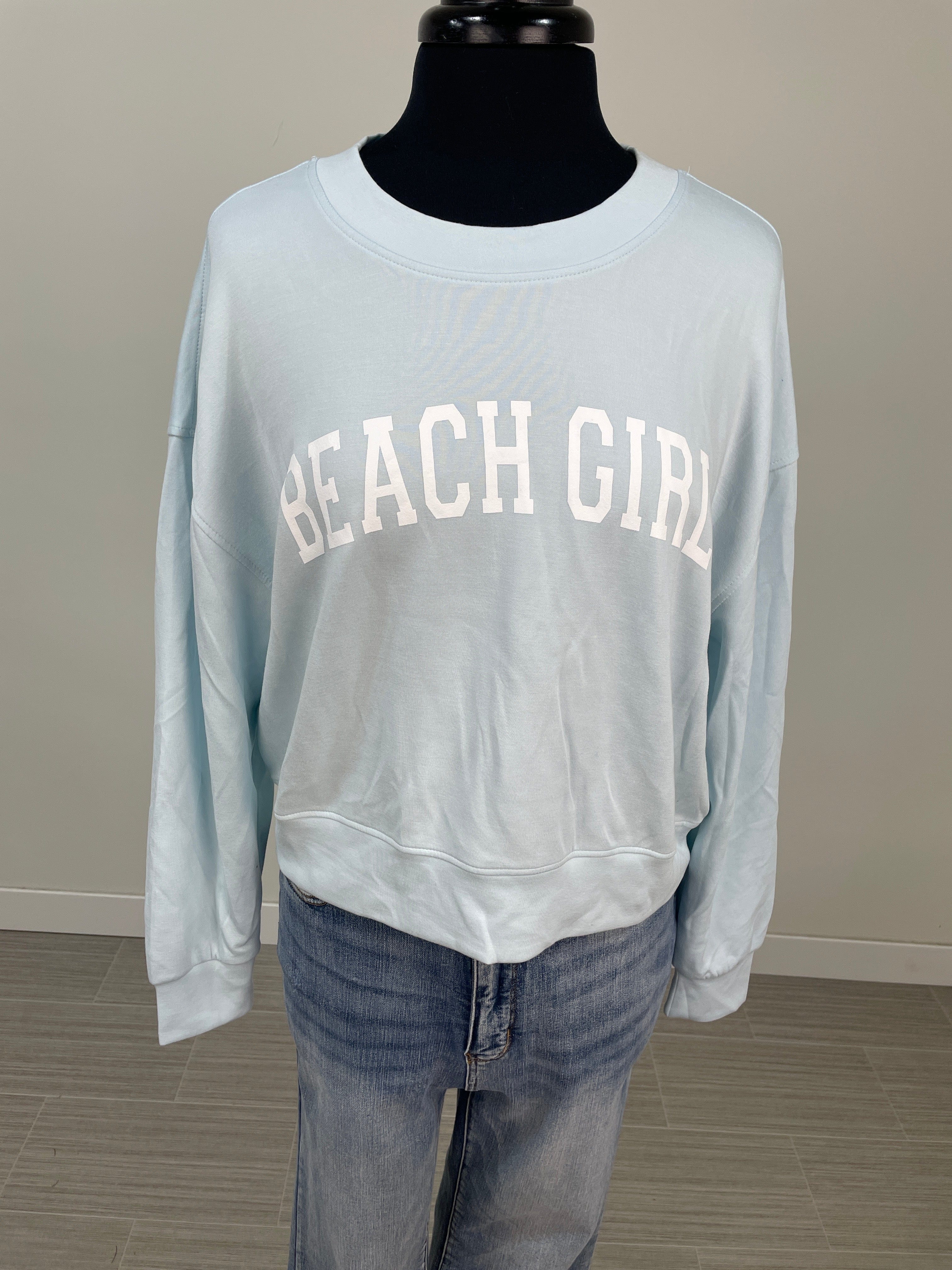 Blue Beach Girl Crop Sweater