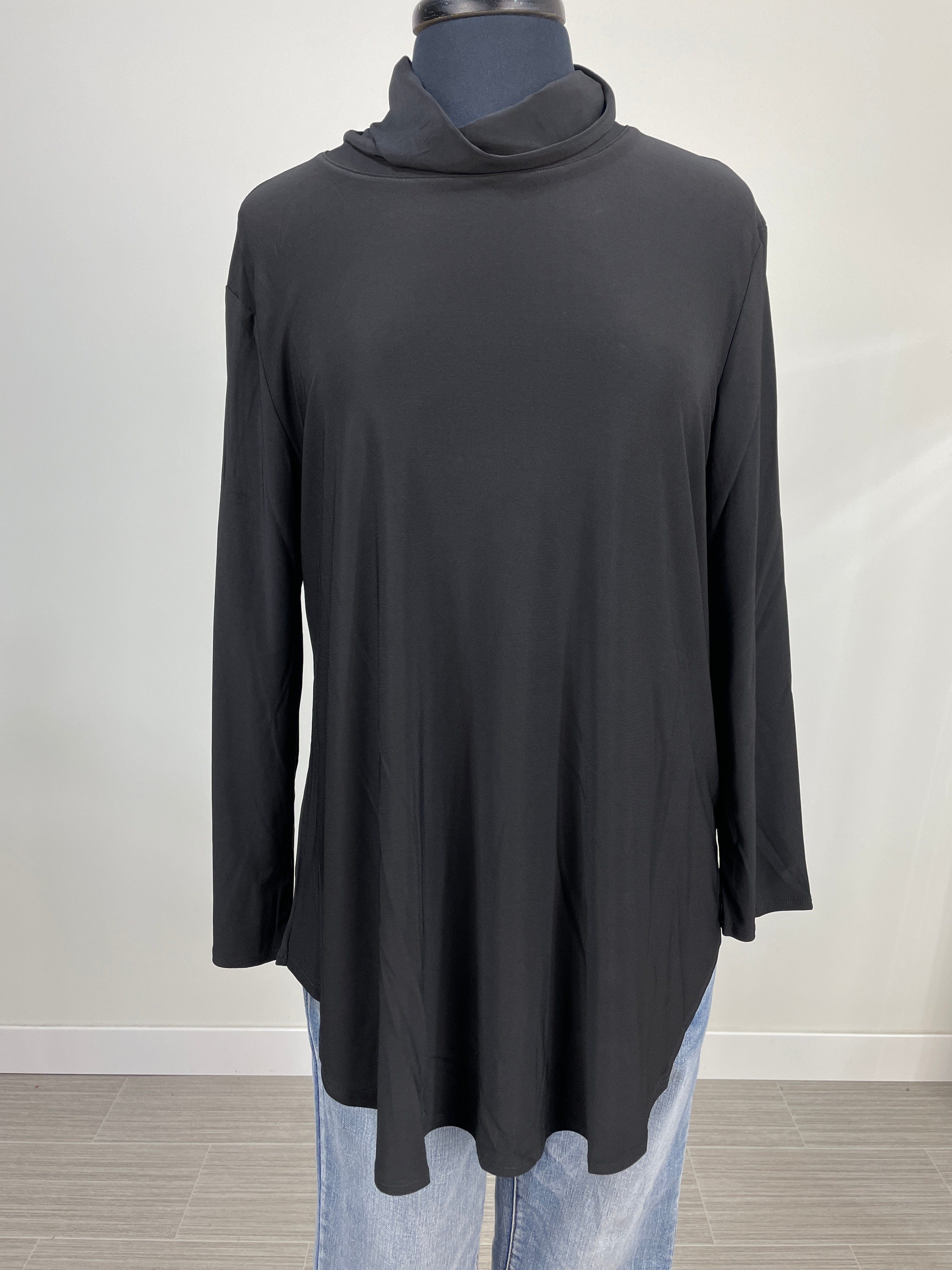 Black Mock Neck Longsleeve Tunic