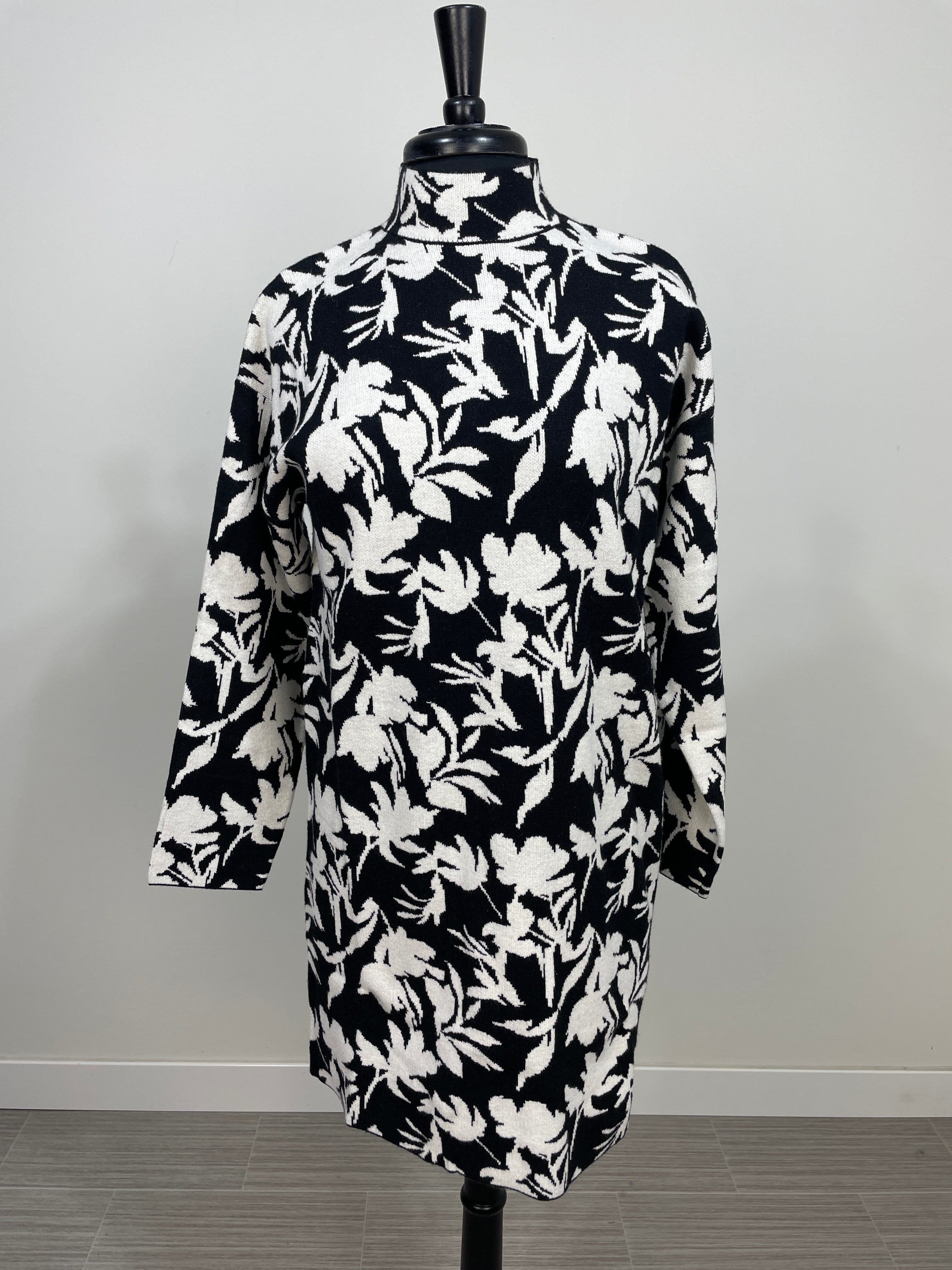 Floral Mock Neck Sweater Dress