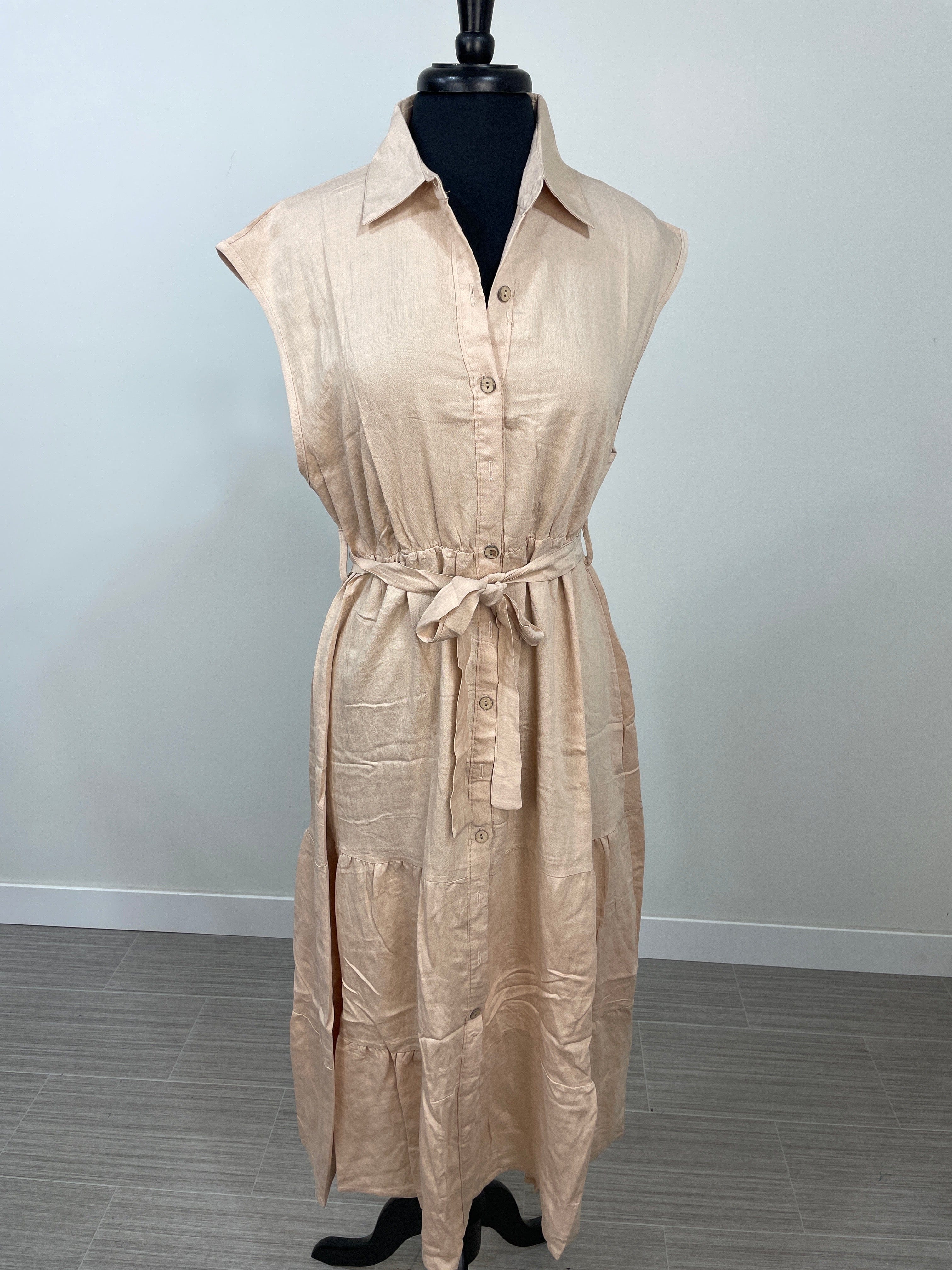 Khaki Button Up Maxi Dress