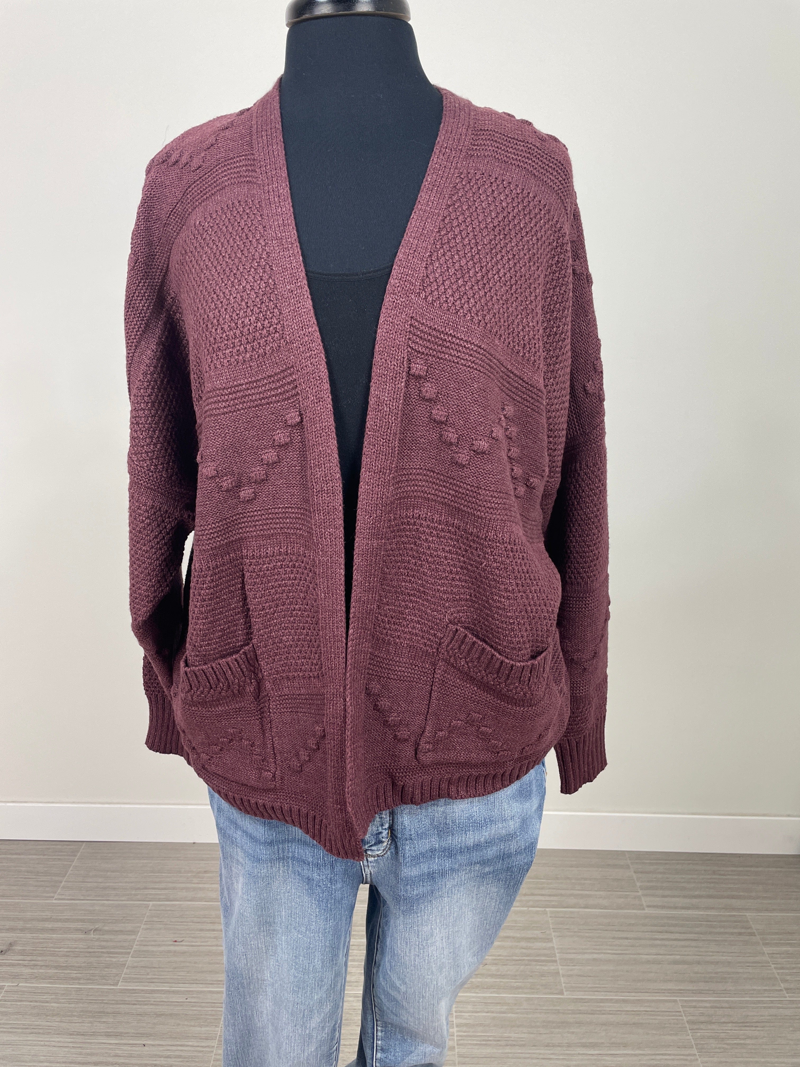 Plum Pom Pom Cardigan