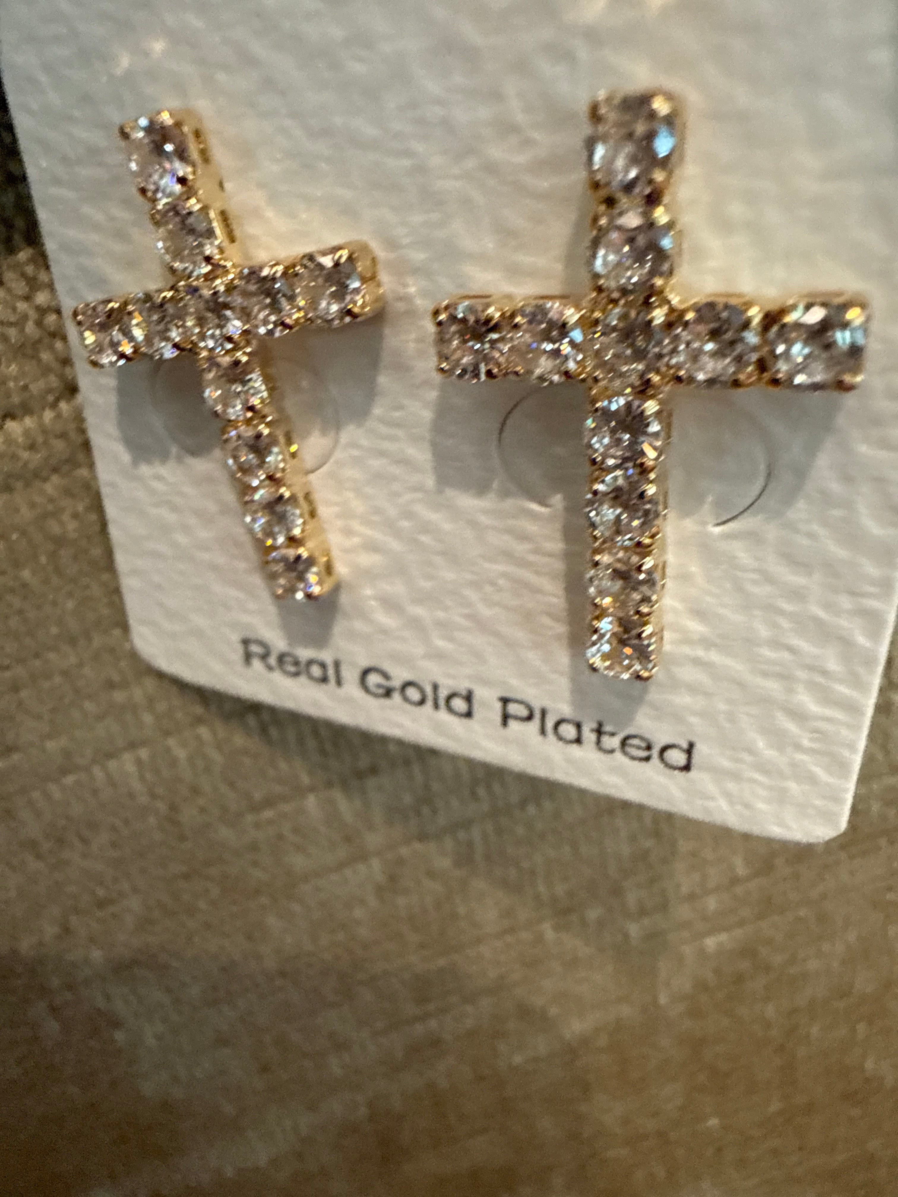 Crystal Cross Earring