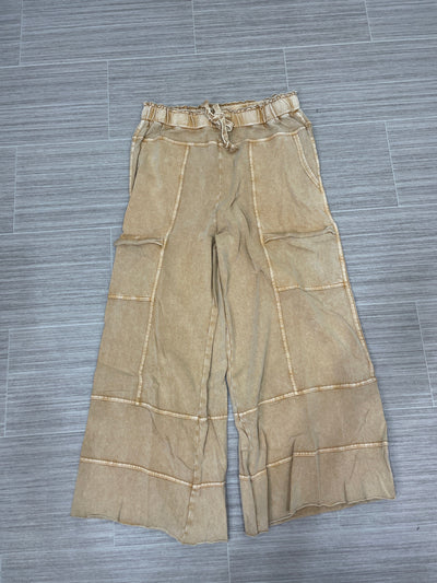 Camel Mineral Washed Wide Leg Pant