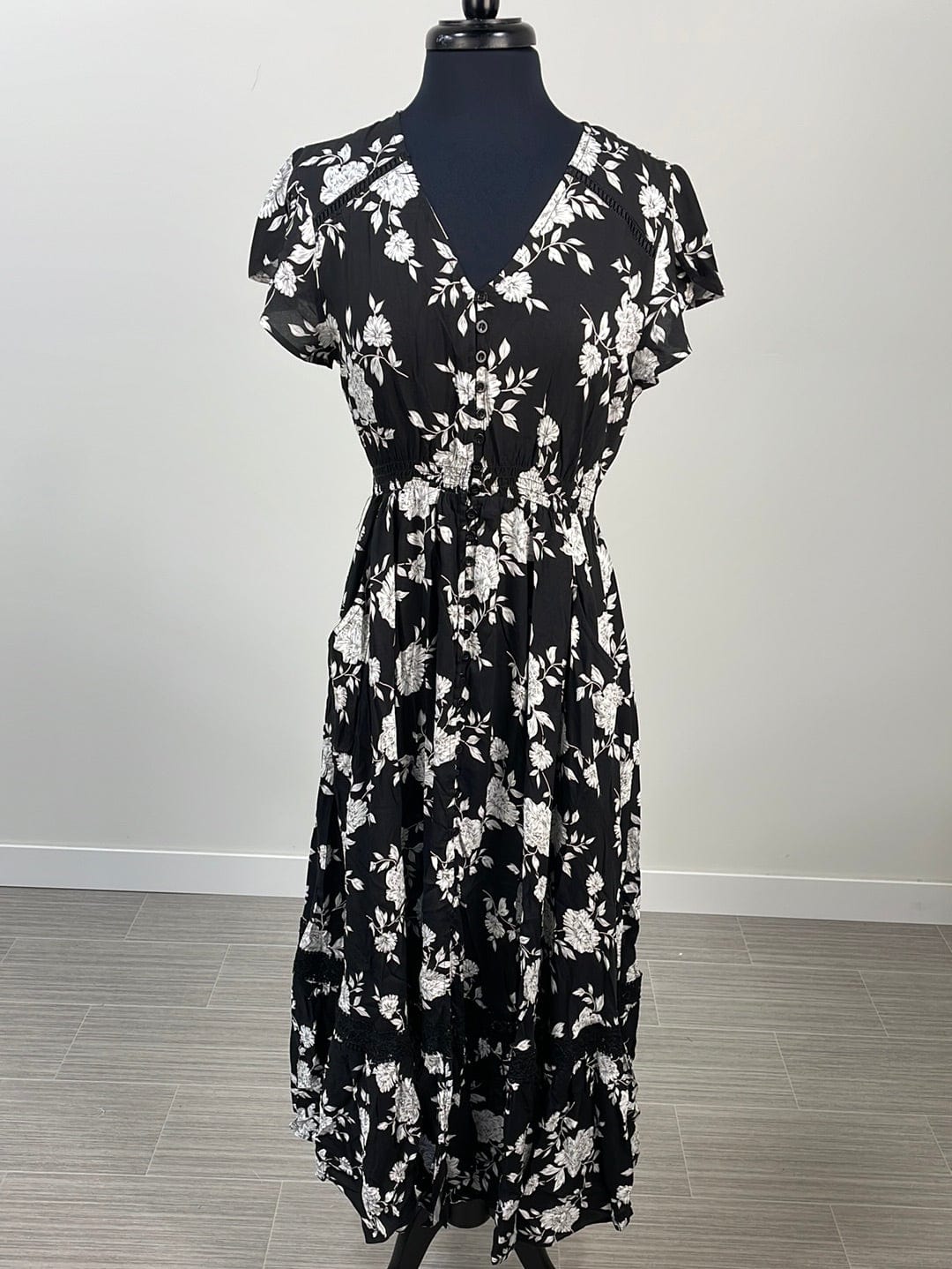 Black & White Floral Maxi Dress